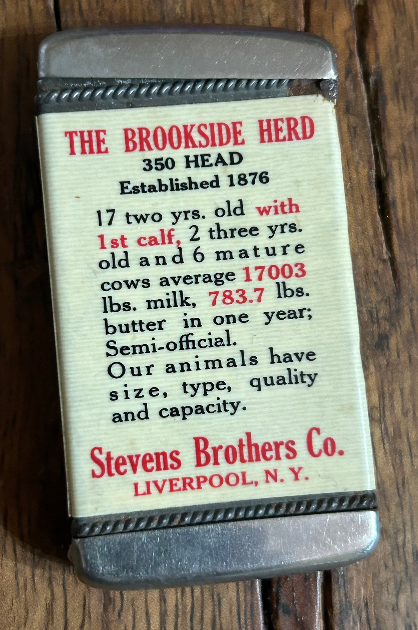 COW ADVERTISING ANTIQUE MATCH SAFE