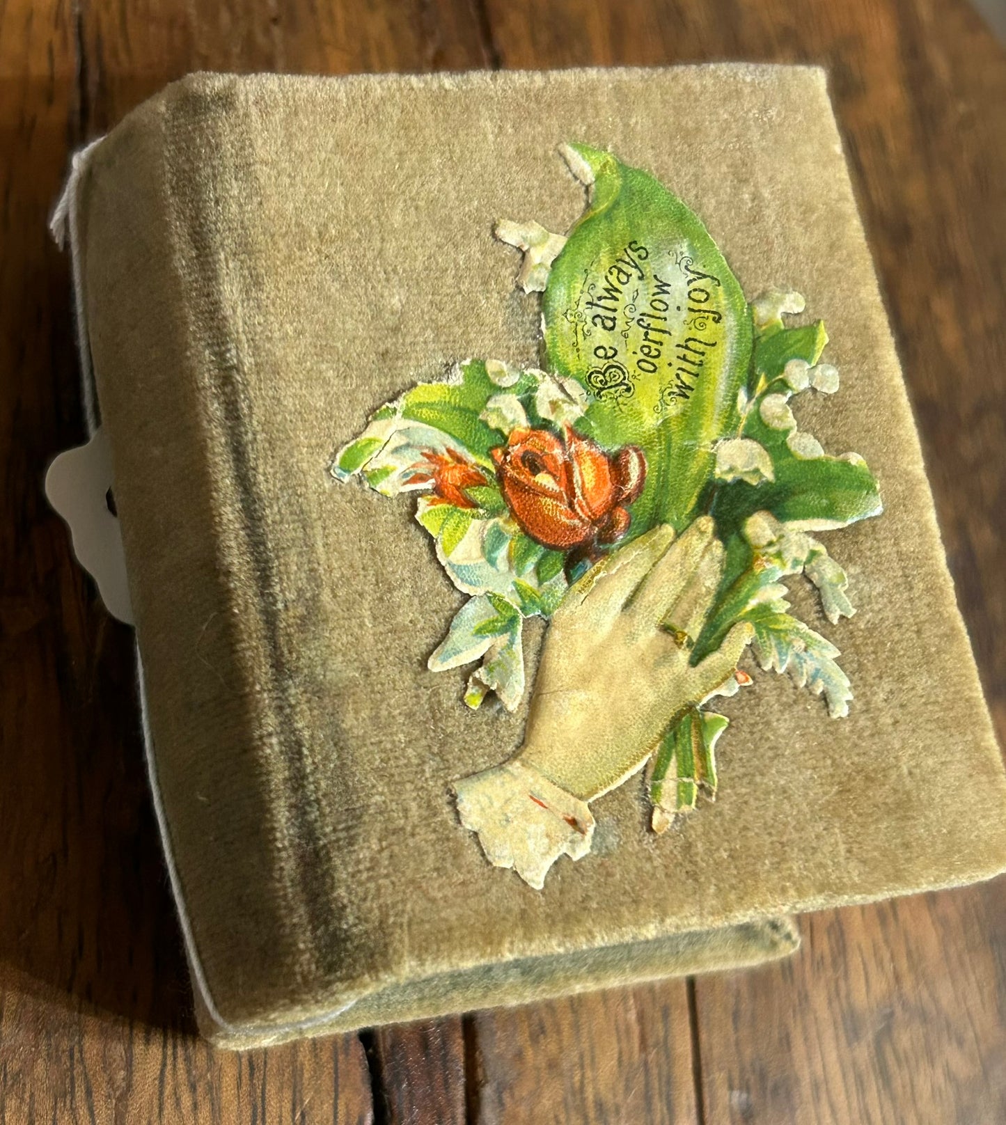 ANTIQUE NEEDLE HOLDER BOOK SHAPE BOX