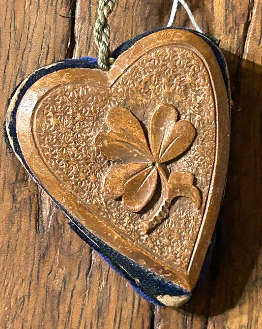 PIN HOLDER OF ANTIQUE CARVED WOOD HEART SHAPE