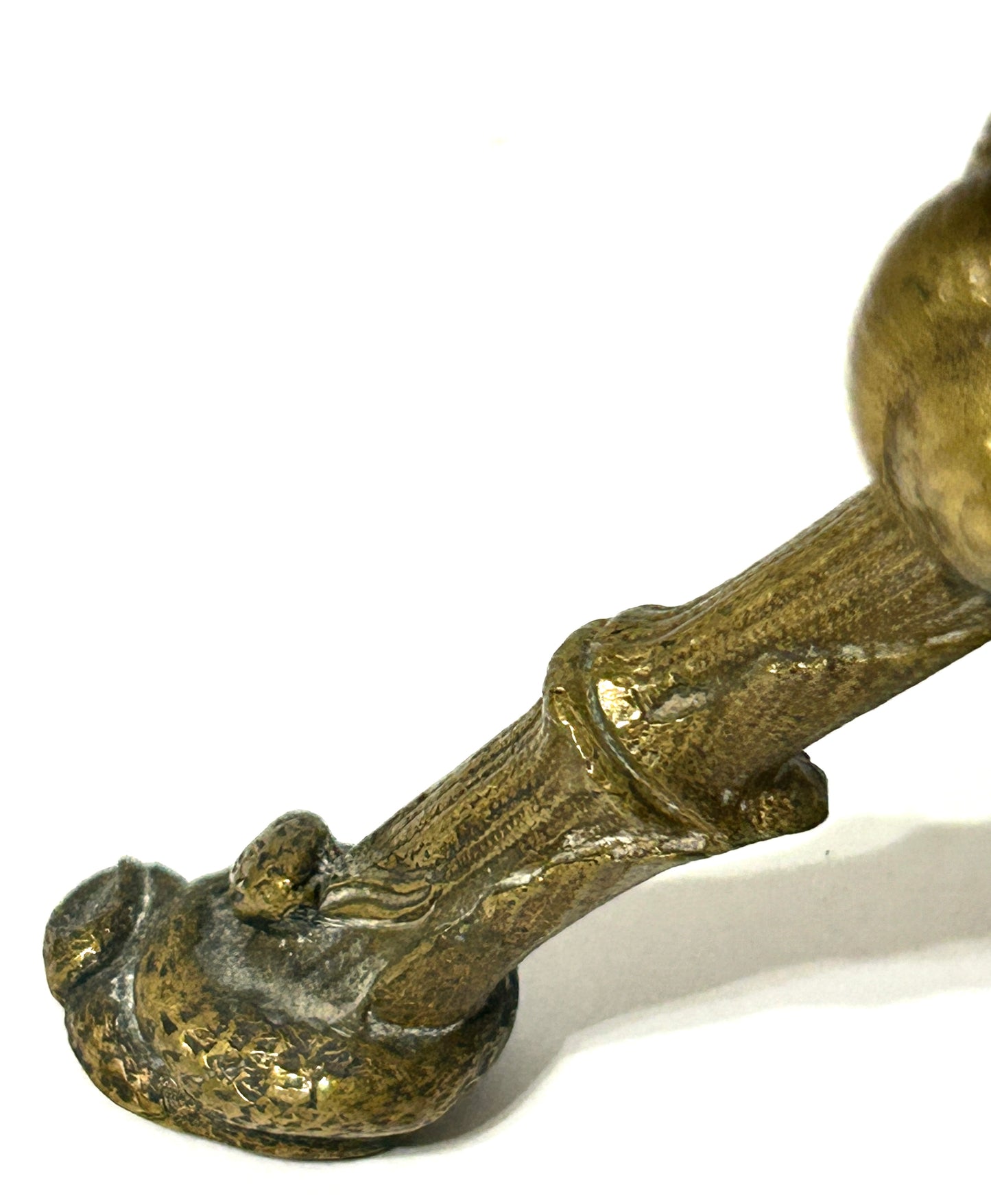 ANTIQUE BRONZE FIGURAL BOWL ON STAND