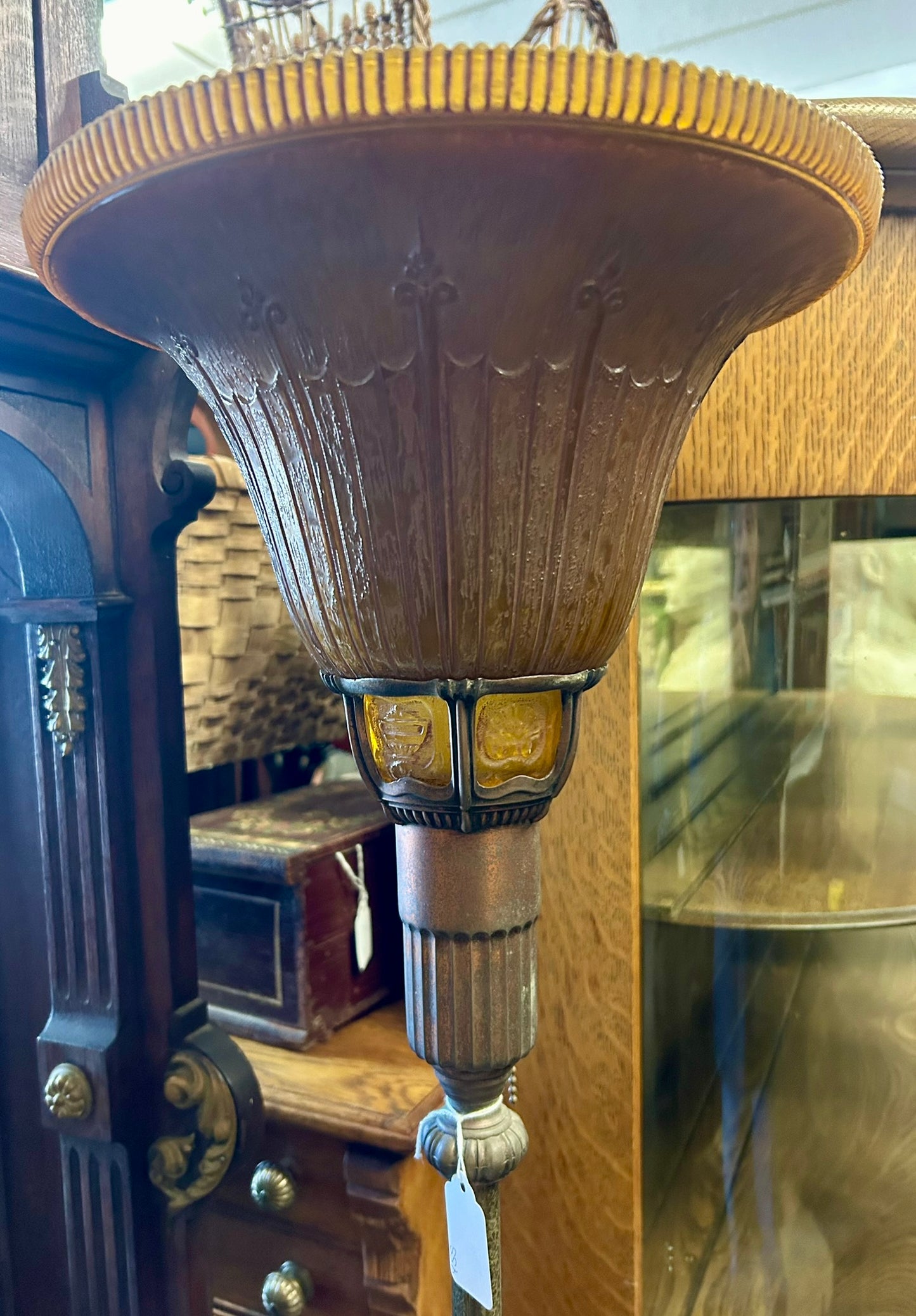 FLOOR LAMP WITH BEAUTIFUL SHADE FROM 1930'S
