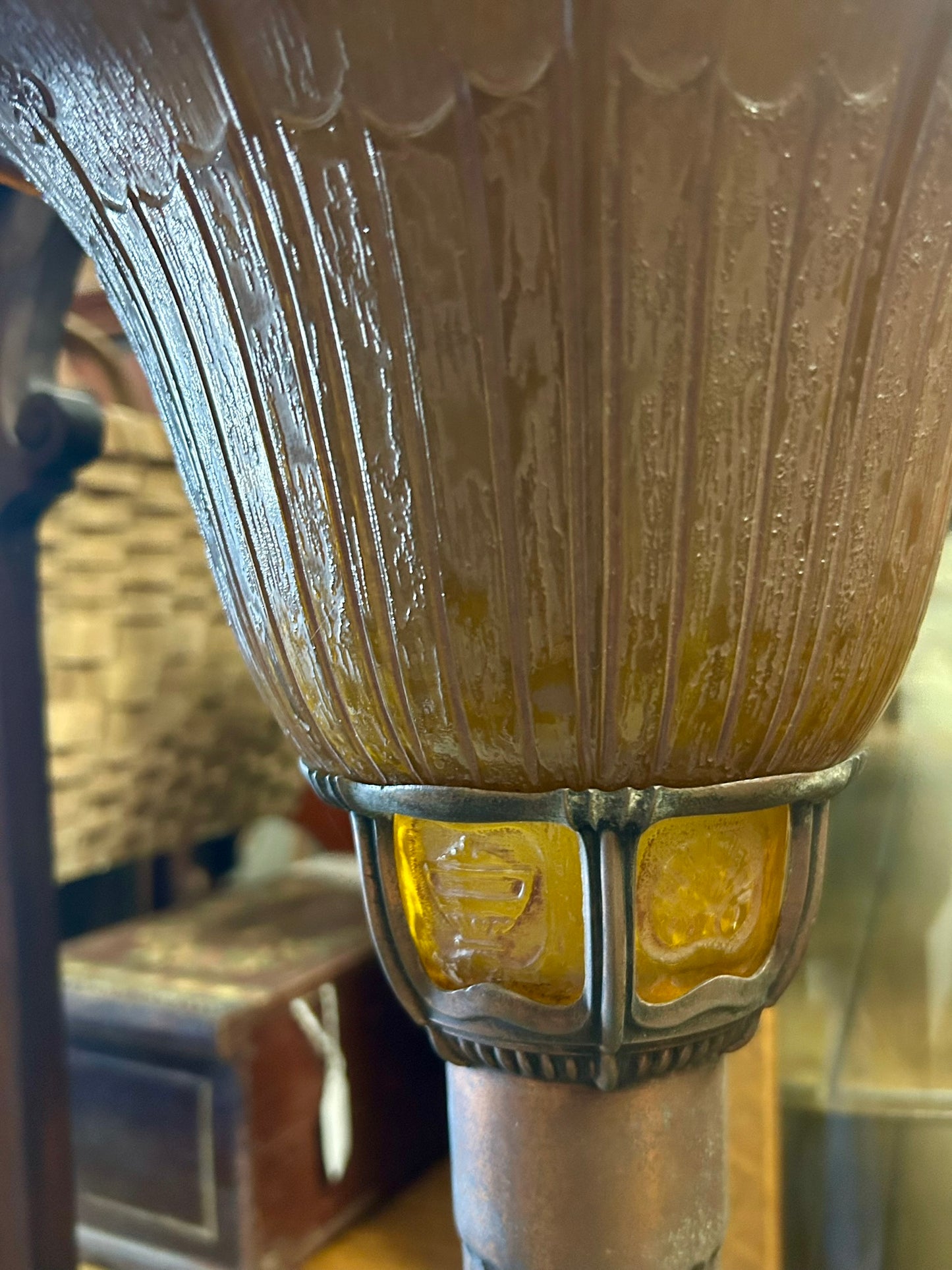 FLOOR LAMP WITH BEAUTIFUL SHADE FROM 1930'S