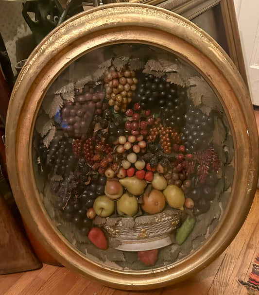 VICTORIAN WAX FRUIT DIORAMA FROM 1850'S-1860'S