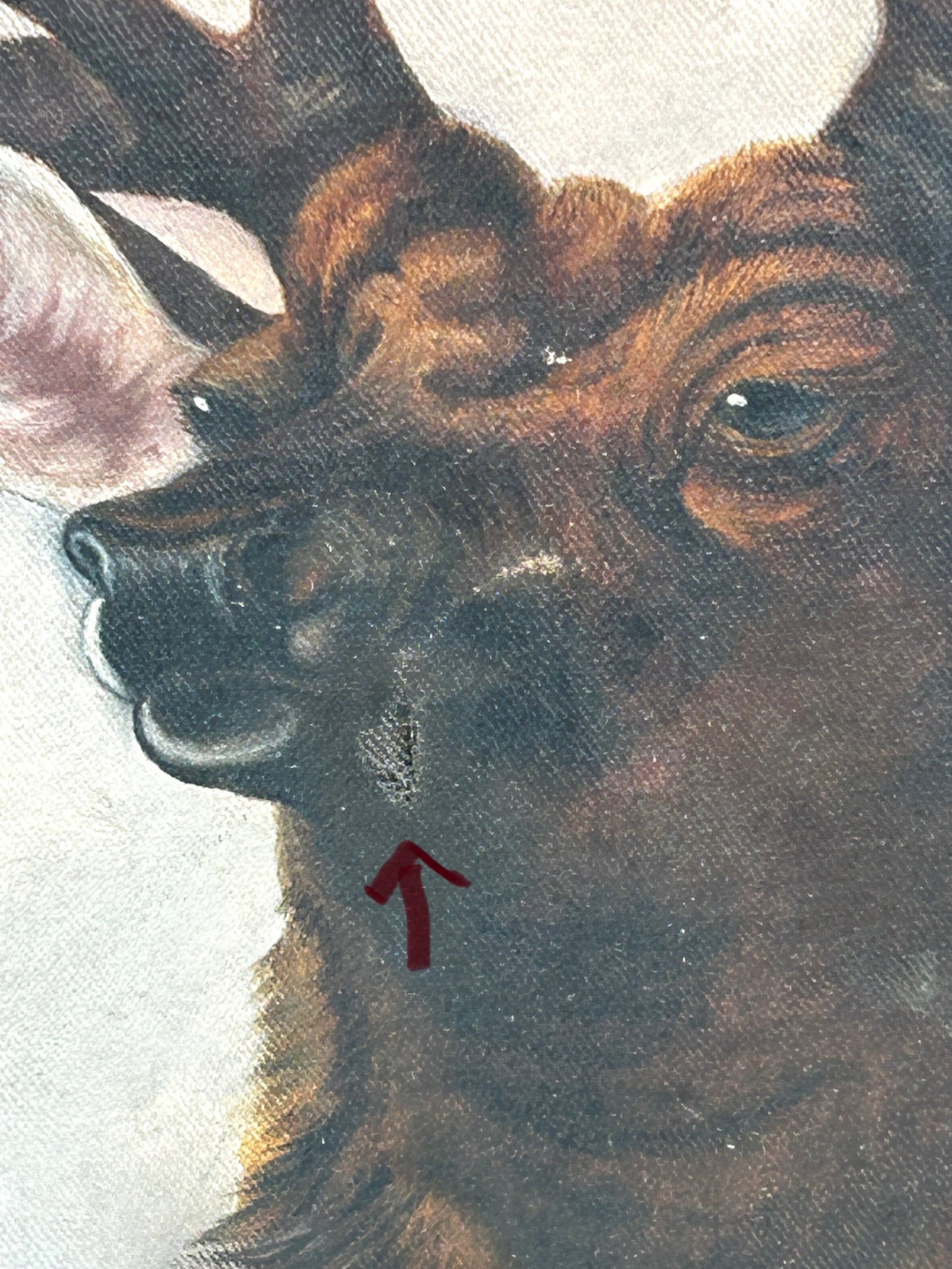 ELK'S LODGE EARLY LARGE PAINTING OF ELK