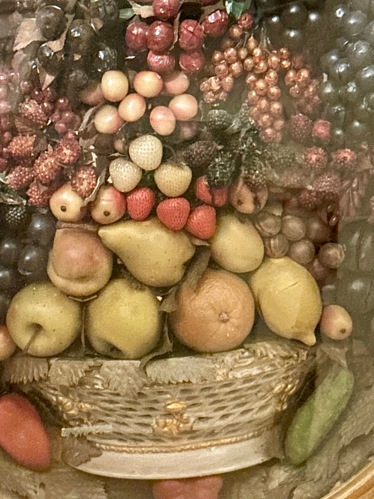 VICTORIAN WAX FRUIT DIORAMA FROM 1850'S-1860'S