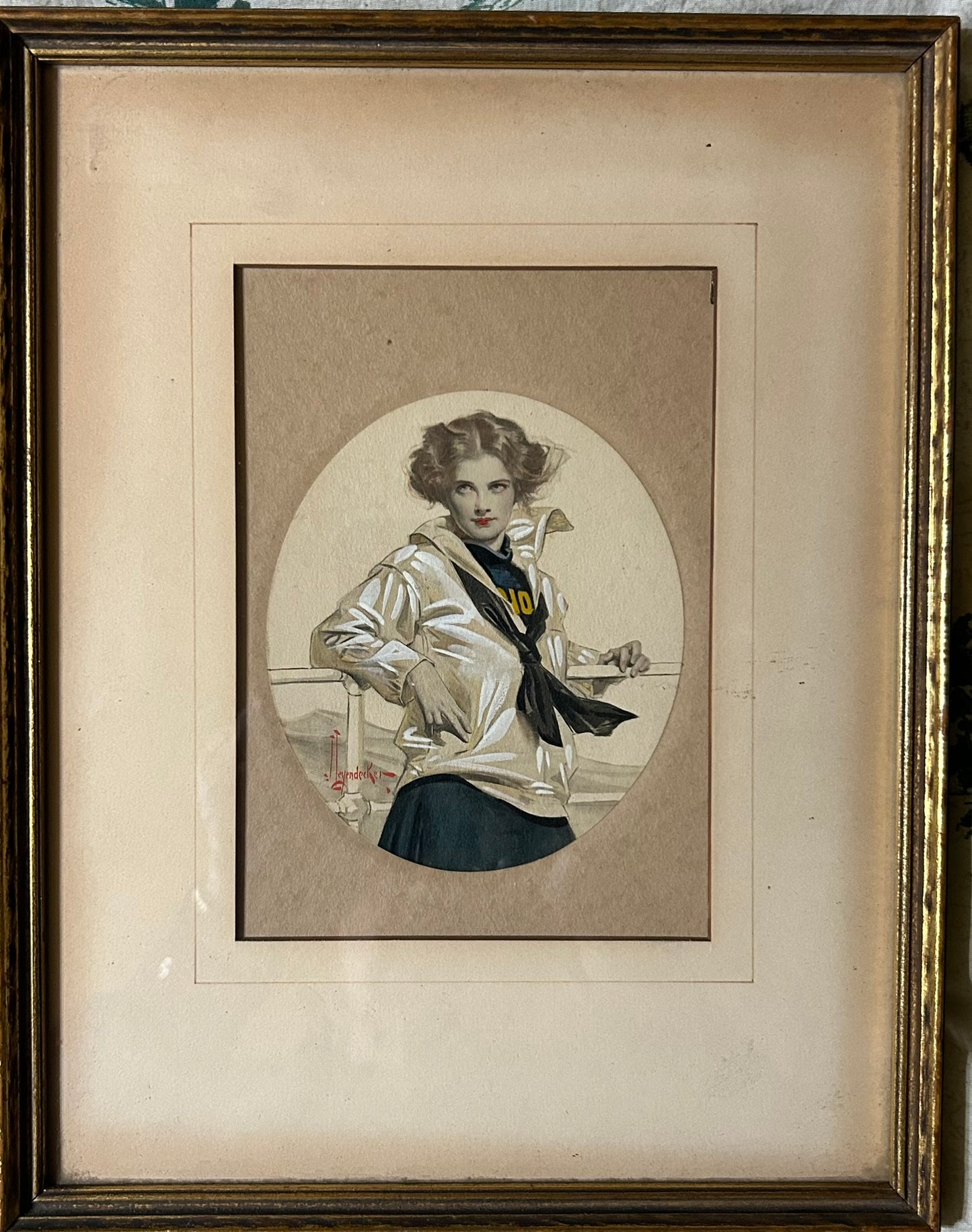 J. G. LEYENDECKER TINTED PRINT OF COLLEGE GIRL