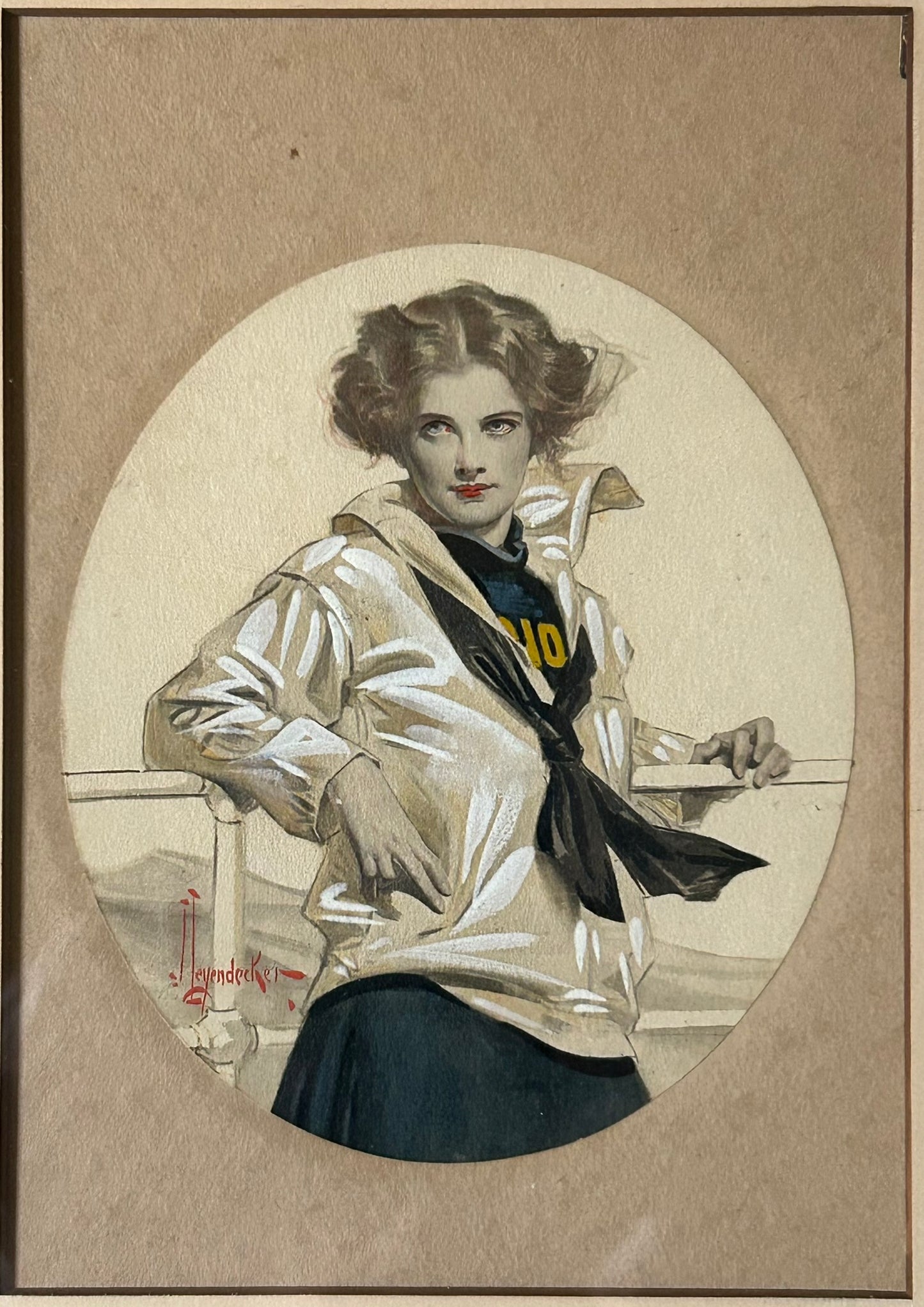 J. G. LEYENDECKER TINTED PRINT OF COLLEGE GIRL