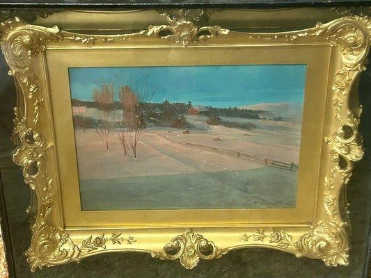 SVEND SVENDSEN WINTER SCENE PAINTING