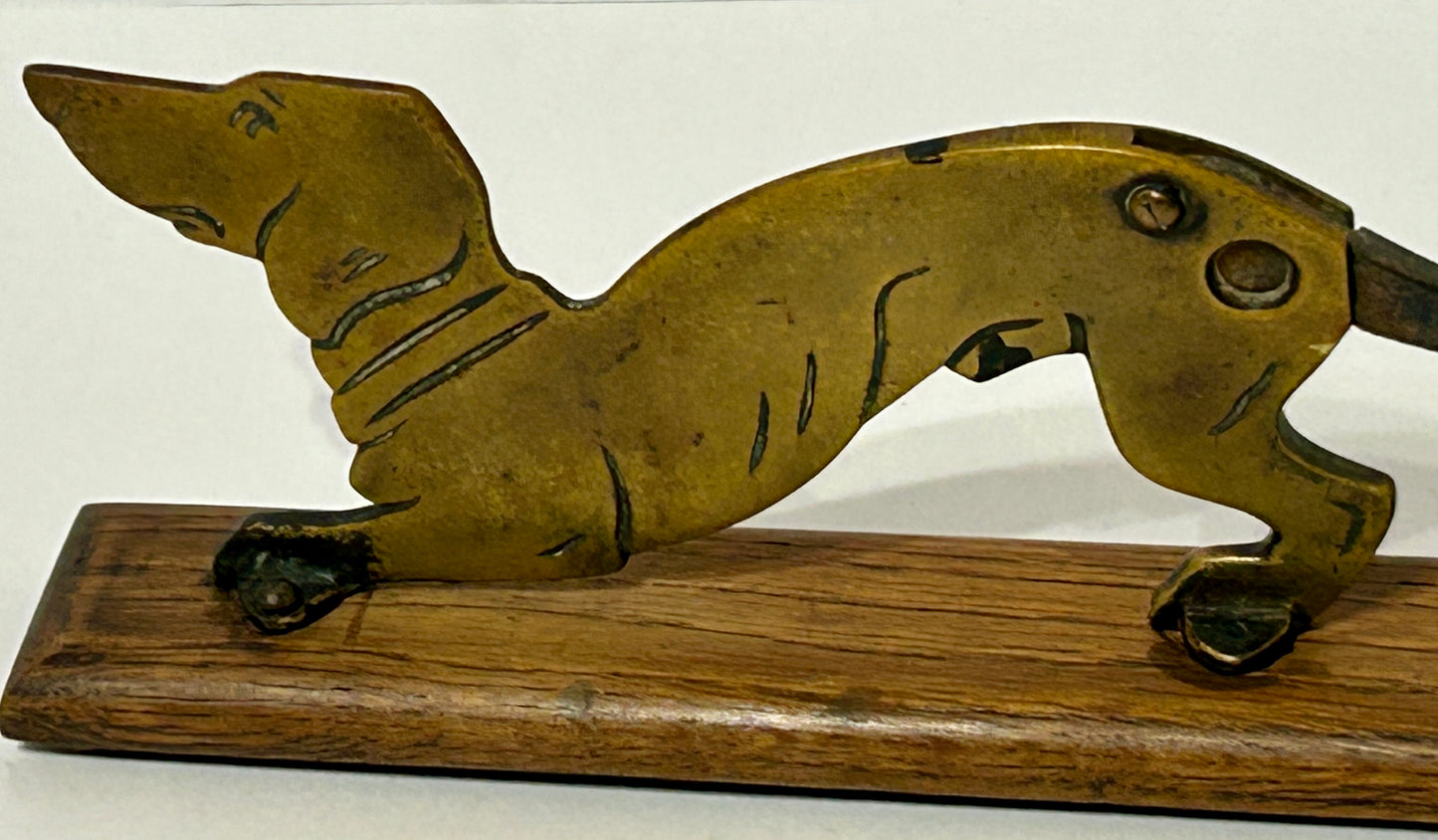 CIGAR NIPPER SHAPED LIKE BRASS DACHSHUND DOG, ANTIQUE