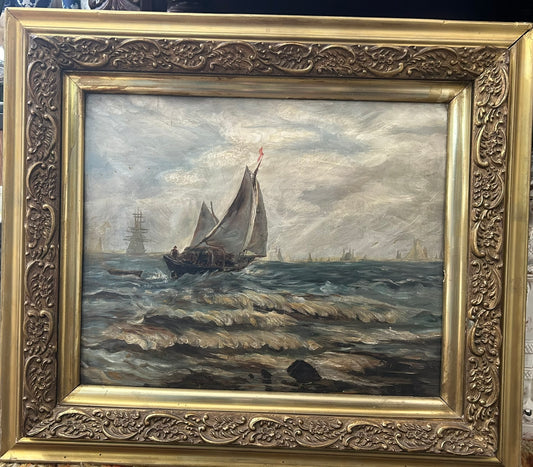 ANTIQUE PAINTING OF SHIPS