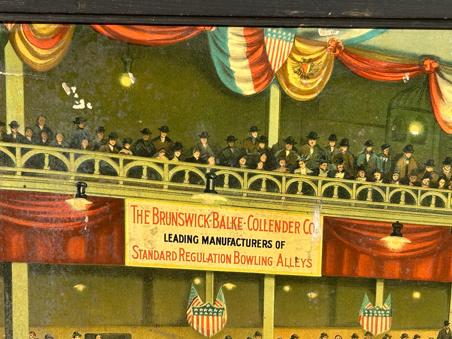 BRUNSWICK BALKE COLLENDER CO. 1905 LARGE ADVERTISING BOWLING SIGN