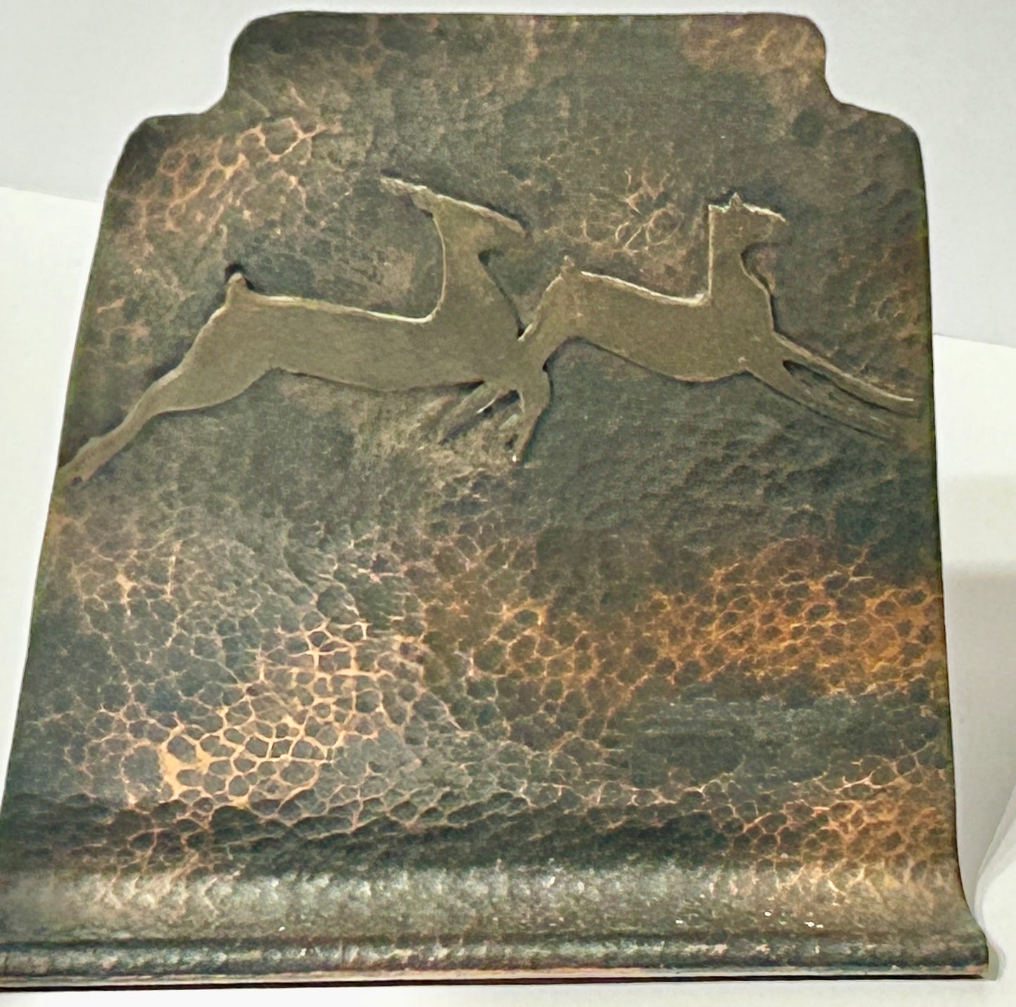 ARTS AND CRAFTS COPPER DESK SET WITH DEER DESIGN