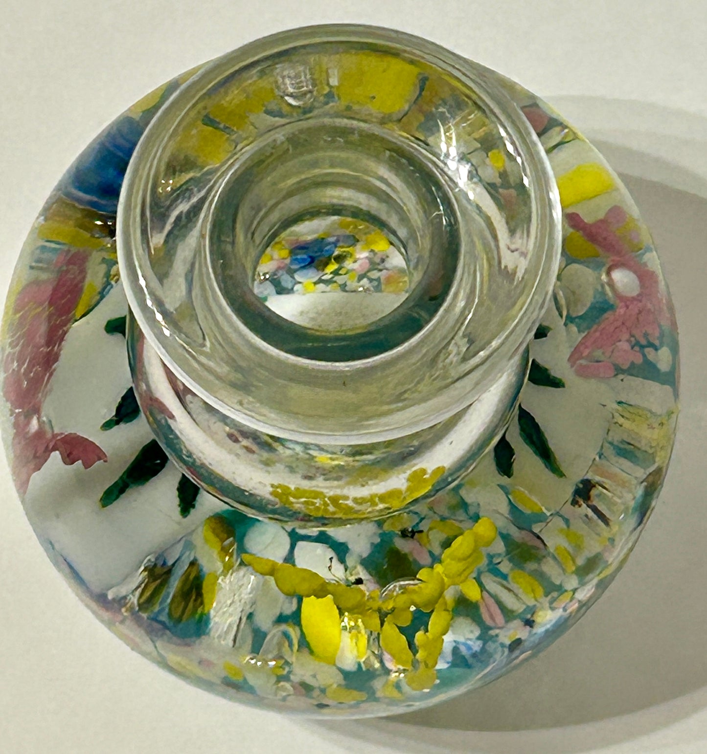 ANTIQUE PAPERWEIGHT INKWELL WITH FATHER INSCRIPTION INSIDE