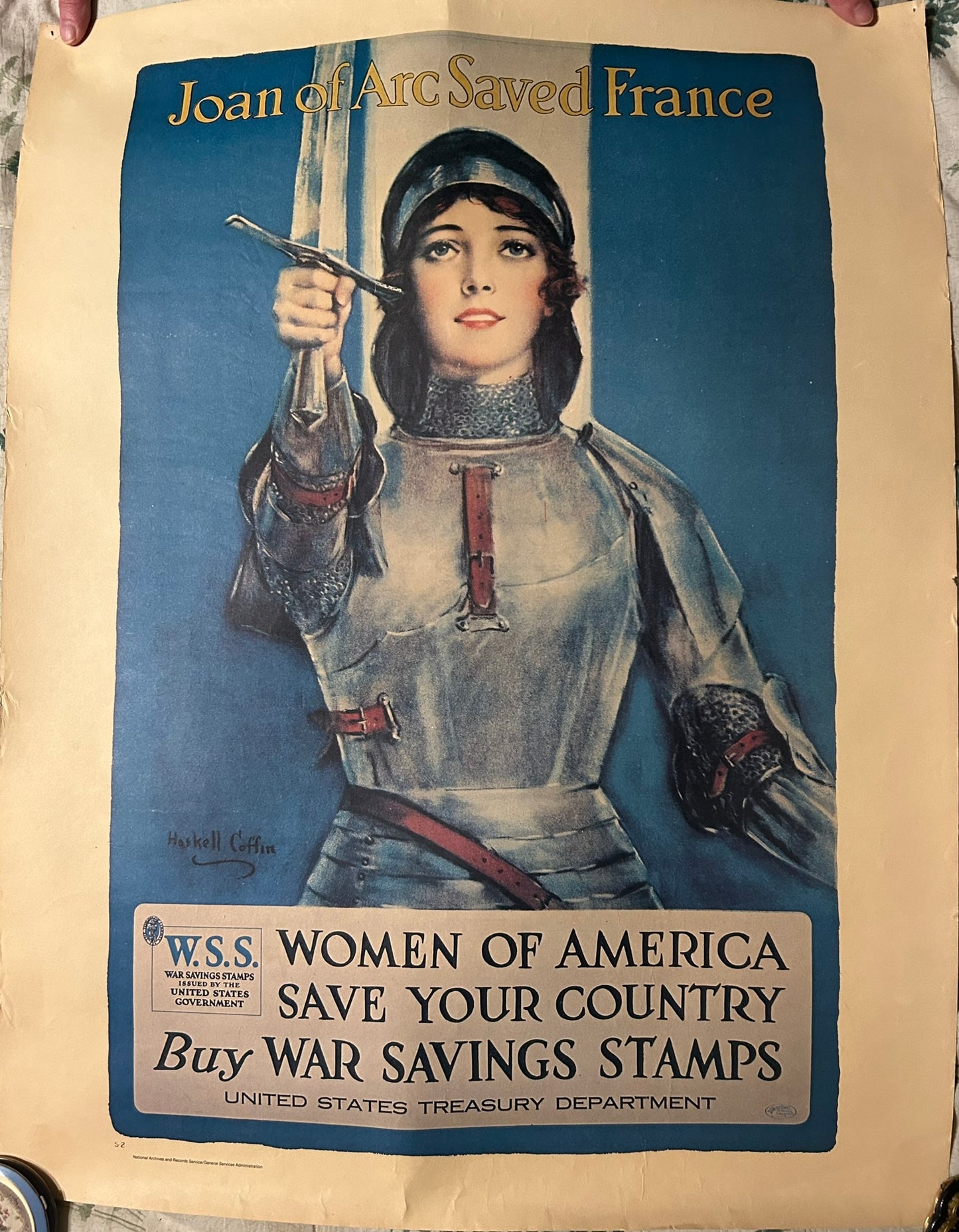 WW I JOAN OF ARC SAVED FRANCE POSTER