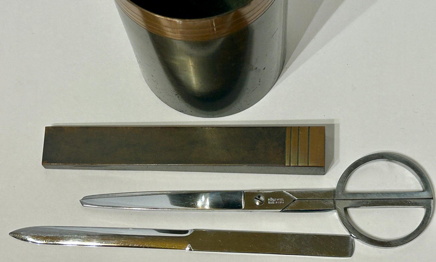 SILVER CREST BRONZE 4 PIECE DESK SET