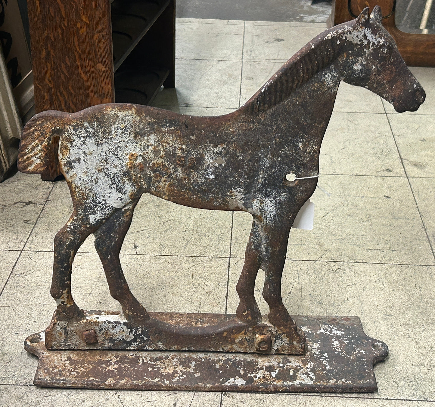 ANTIQUE WINDMILL WEIGHT DEMPSTER SHORTAIL HORSE ON BOX PLATE