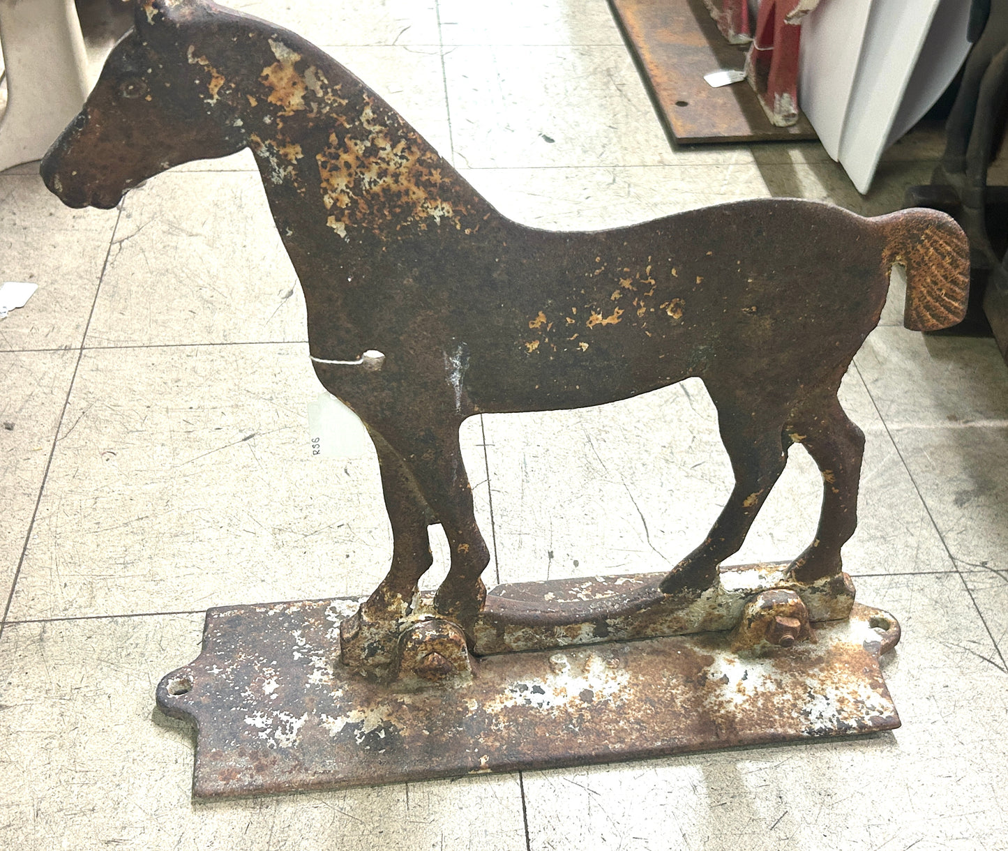 ANTIQUE WINDMILL WEIGHT DEMPSTER SHORTAIL HORSE ON BOX PLATE
