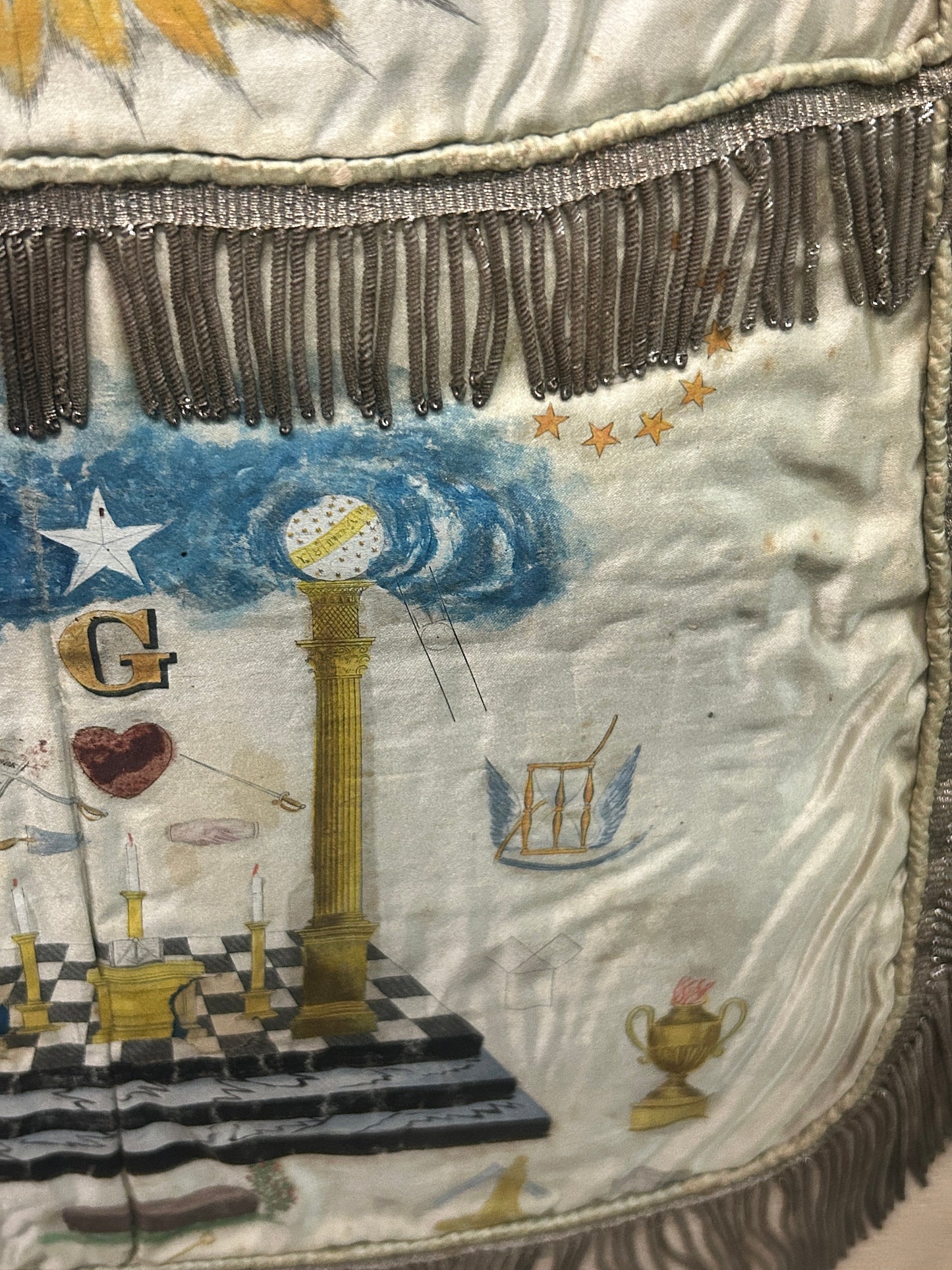 MASONIC ANTIQUE SILK 1800'S APRON