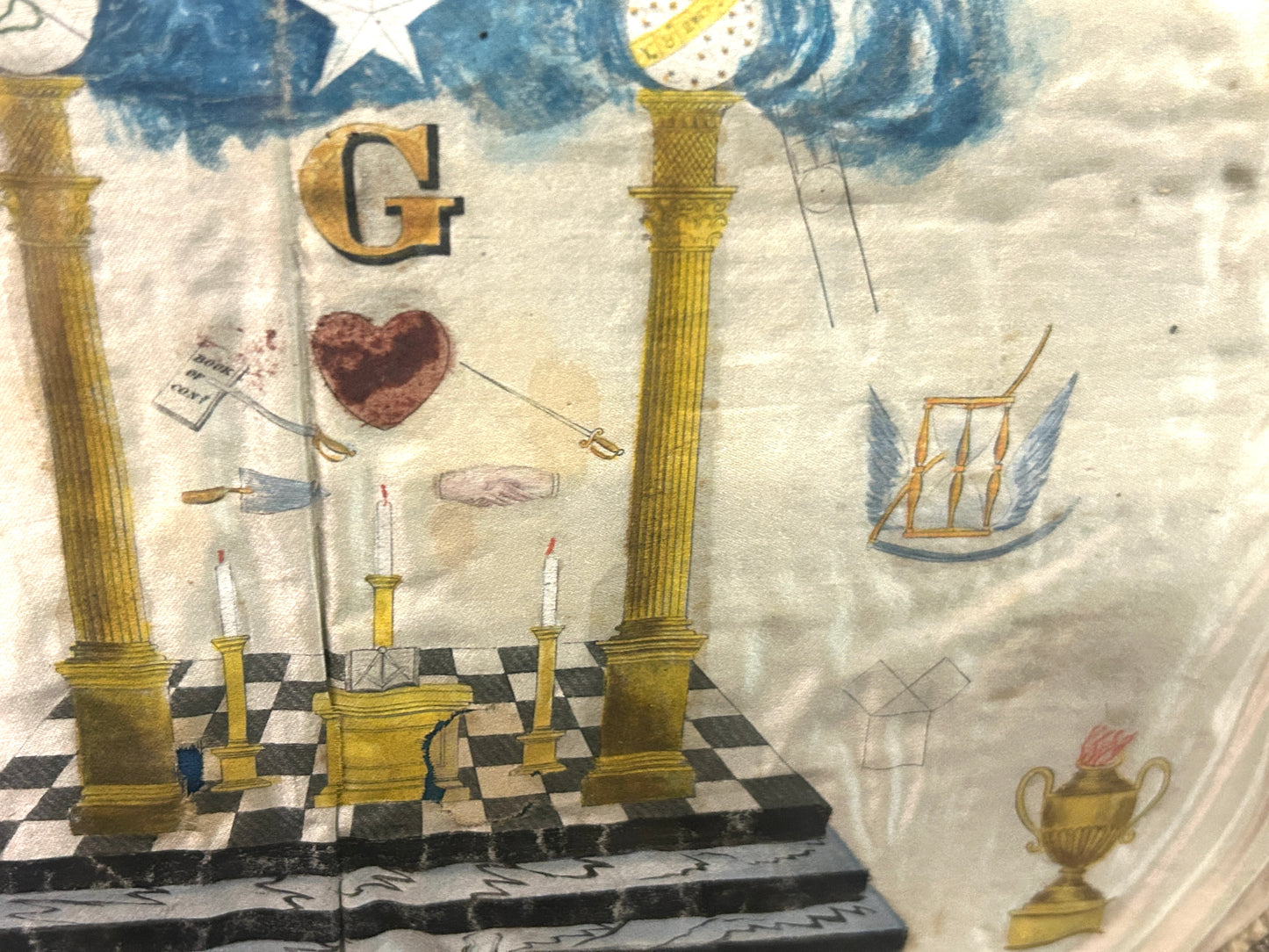 MASONIC ANTIQUE SILK 1800'S APRON