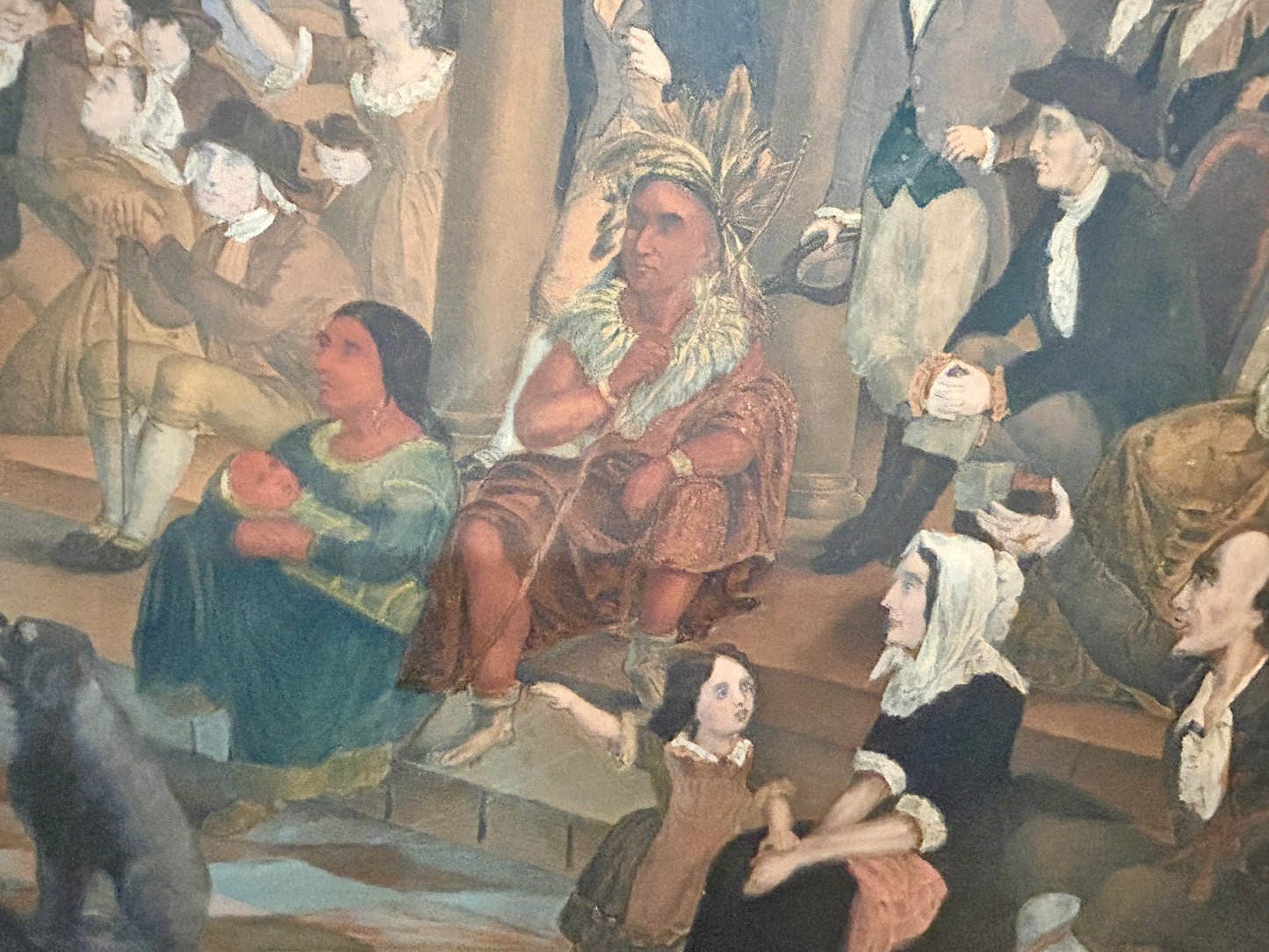ANTIQUE GEORGE WASHINGTON IN NEW YORK PRINT 1800'S