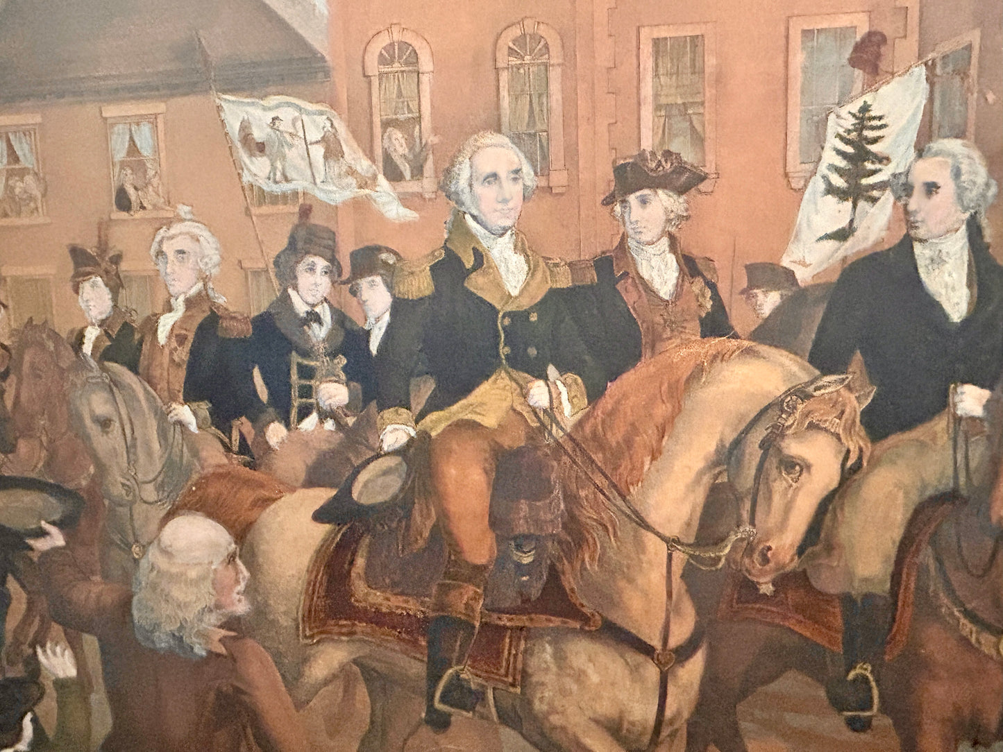 ANTIQUE GEORGE WASHINGTON IN NEW YORK PRINT 1800'S