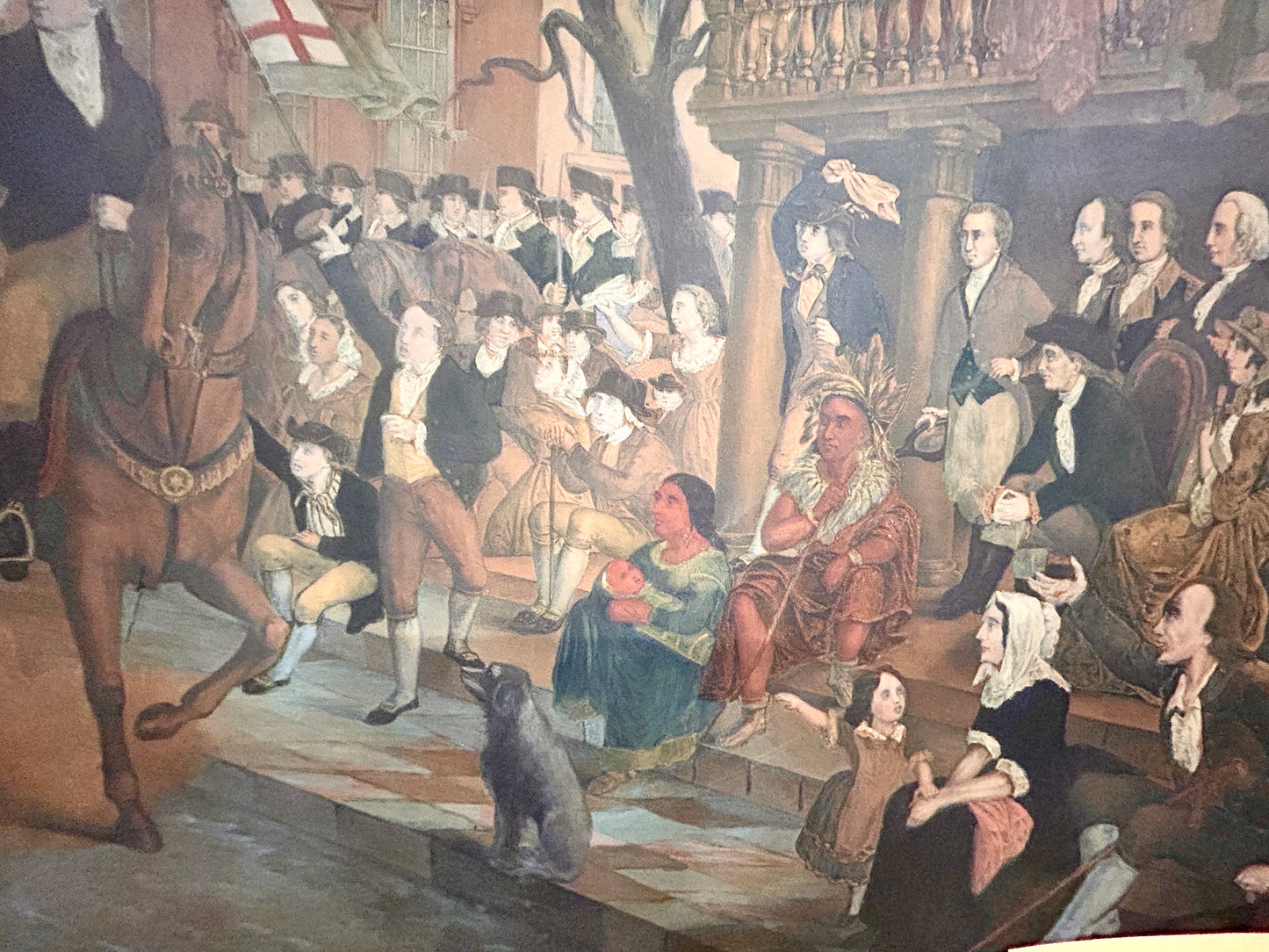 ANTIQUE GEORGE WASHINGTON IN NEW YORK PRINT 1800'S