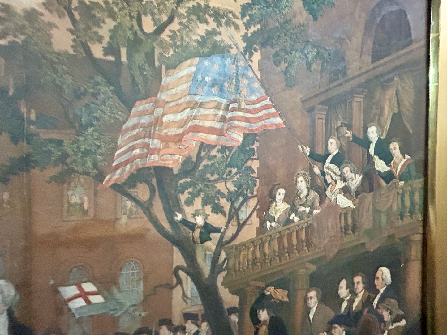 ANTIQUE GEORGE WASHINGTON IN NEW YORK PRINT 1800'S