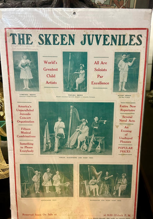 OMAHA, NEBRASKA SKEEN JUVENILES CHILD MUSICIANS ADVERTISING POSTER