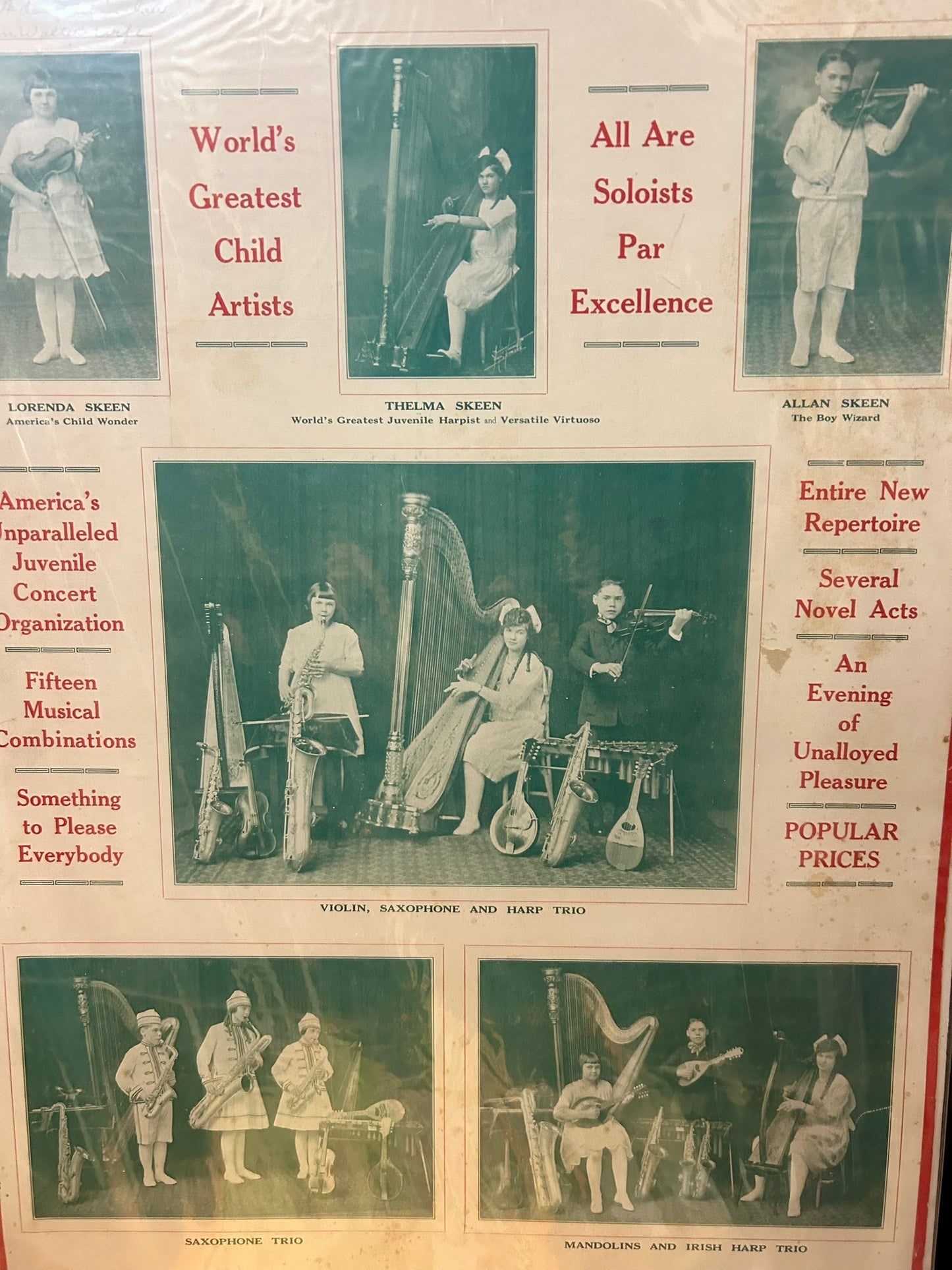 OMAHA, NEBRASKA SKEEN JUVENILES CHILD MUSICIANS ADVERTISING POSTER