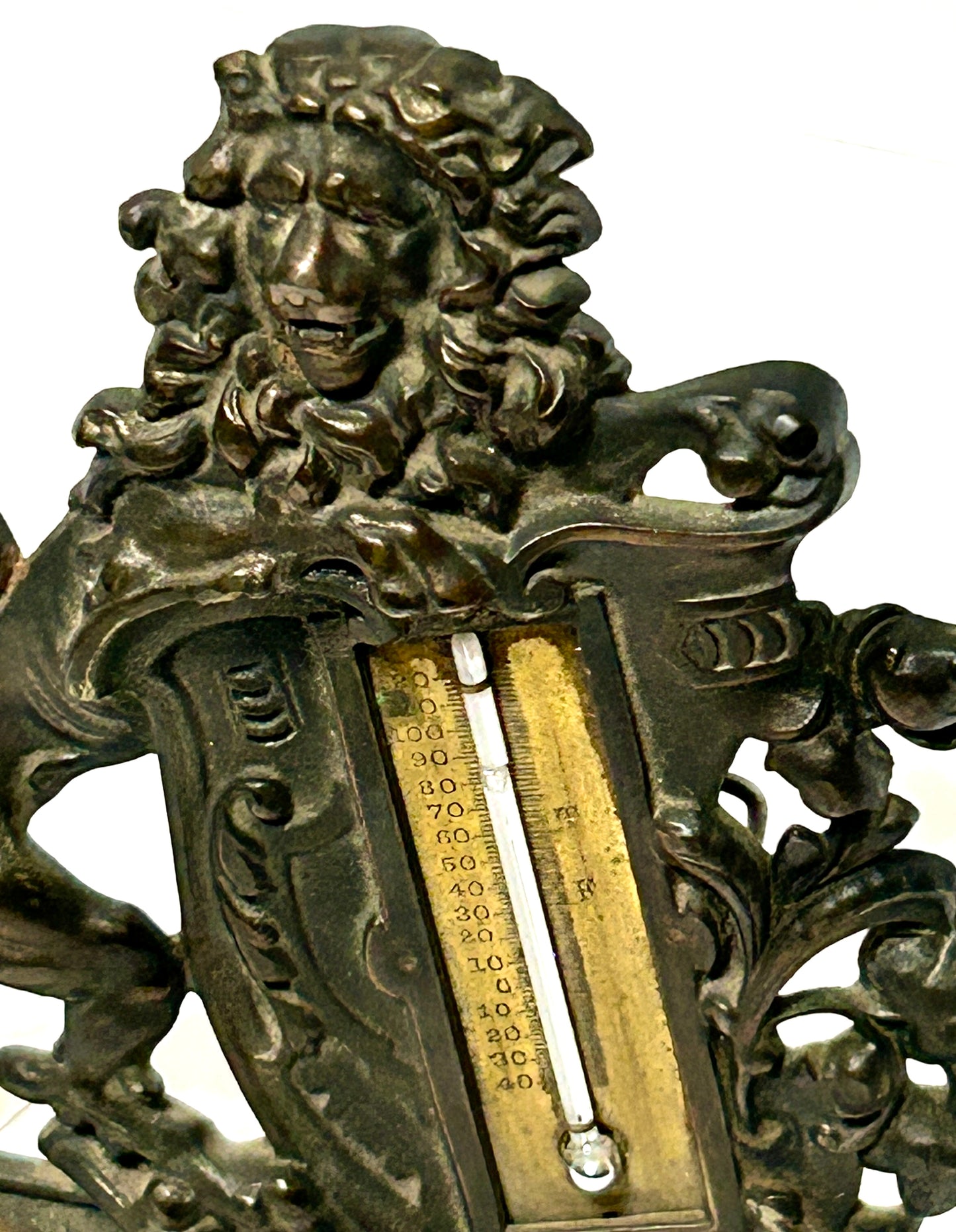 FIGURAL LION ANTIQUE BRADLEY & HUBBARD DESK THERMOMETER