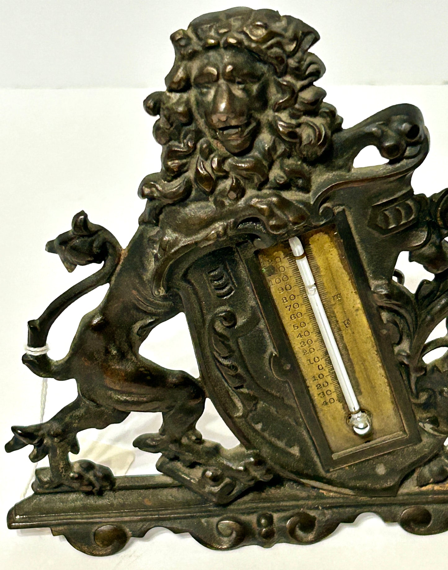 FIGURAL LION ANTIQUE BRADLEY & HUBBARD DESK THERMOMETER