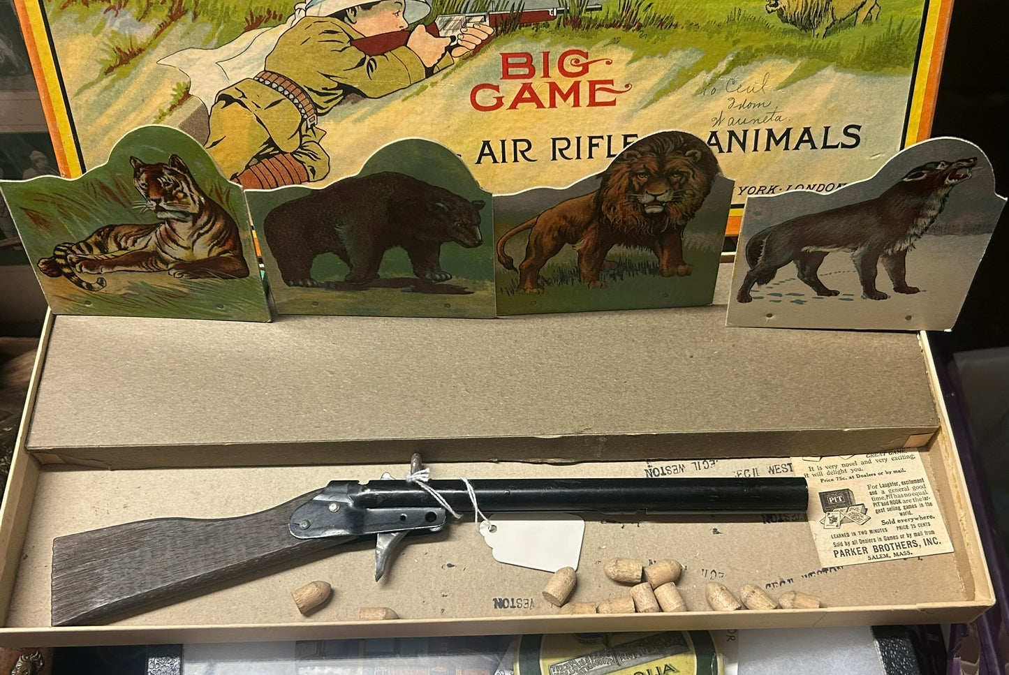 ANTIQUE TOY AIR RIFLE TARGET GAME - THE BOY HUNTER