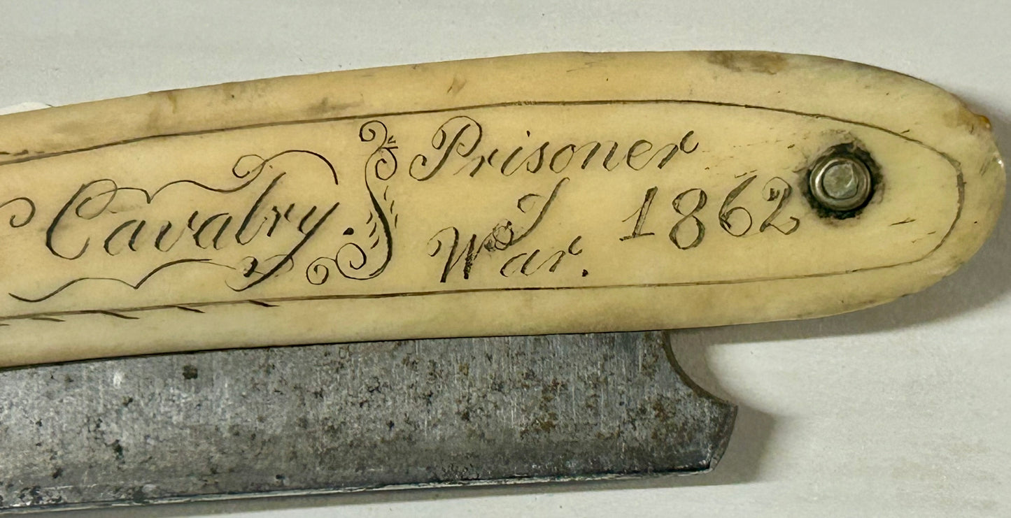 CIVIL WAR 5TH VIRGINIA CAVALRY PRISONER OF WAR 1862 ENGRAVED RAZOR