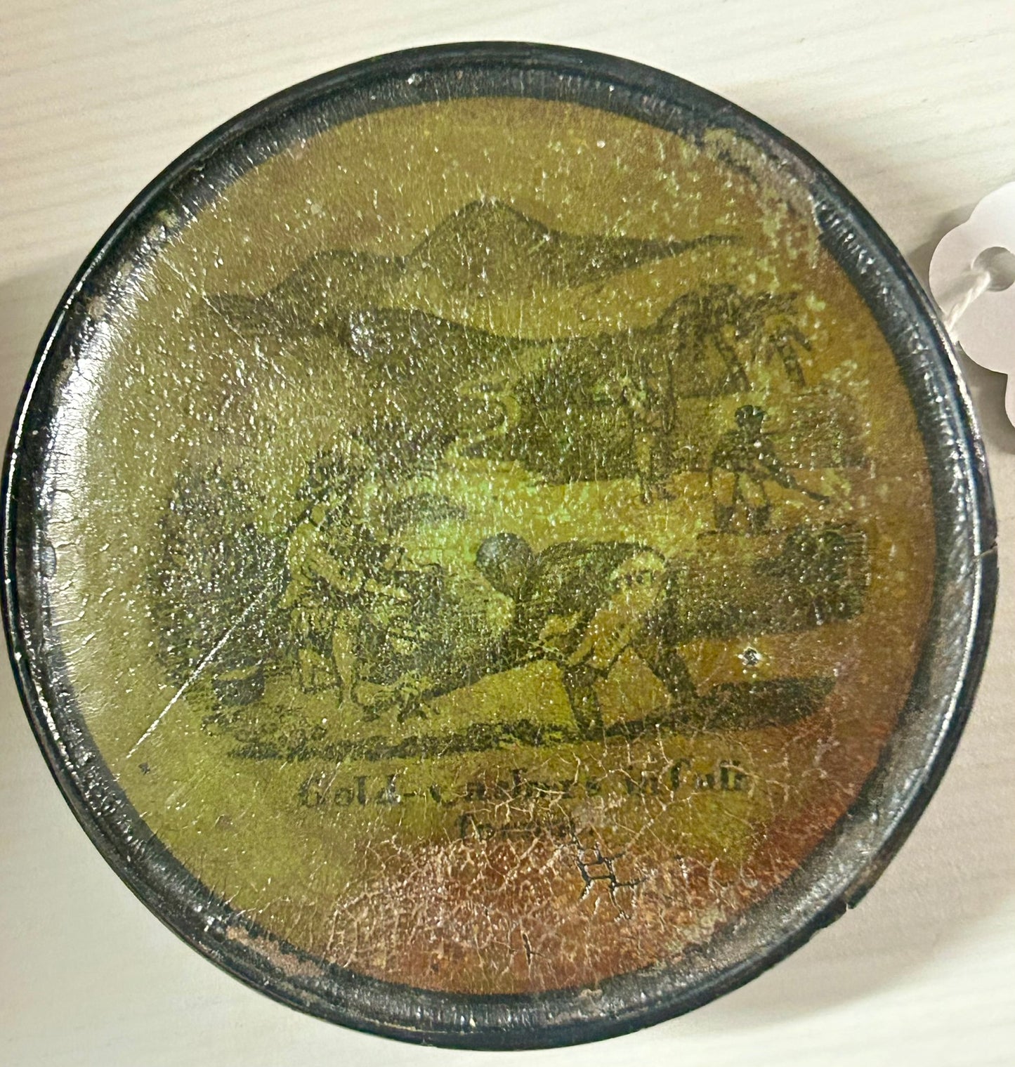 CALIFORNIA GOLD RUSH SCENE ANTIQUE SNUFF BOX