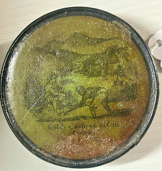 CALIFORNIA GOLD RUSH SCENE ANTIQUE SNUFF BOX