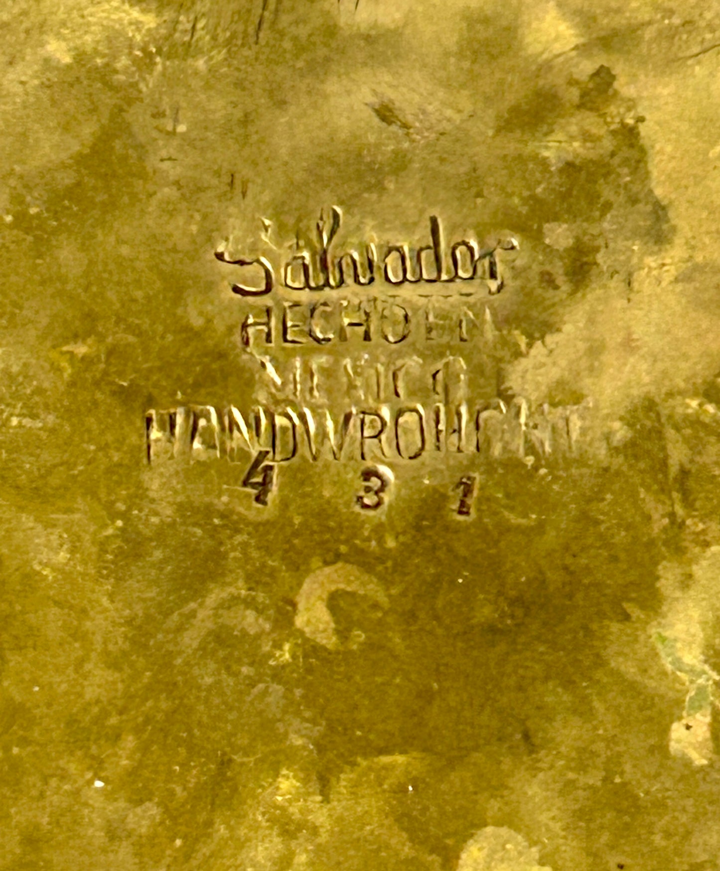 SALVADOR HECHO EN MEXICO BRONZE WITH INSET TILES ASHTRAY