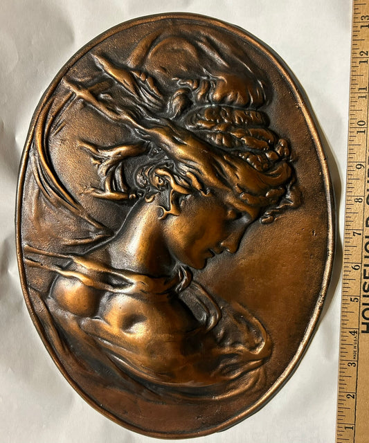 COPPER ANTIQUE LADY PLAQUE