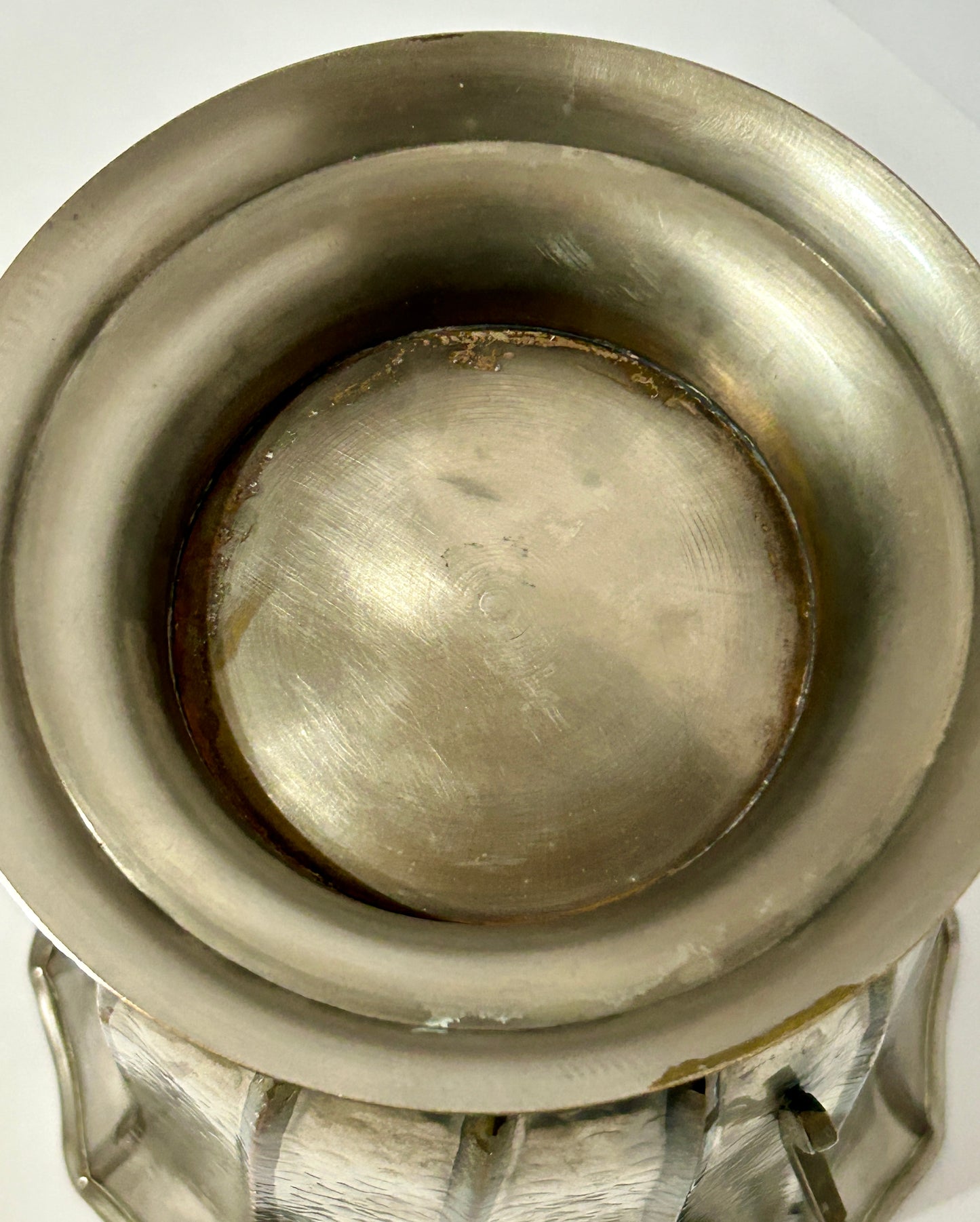 DECO STYLE BRASS AND HAMMERED METAL LARGE 1930'S VASE