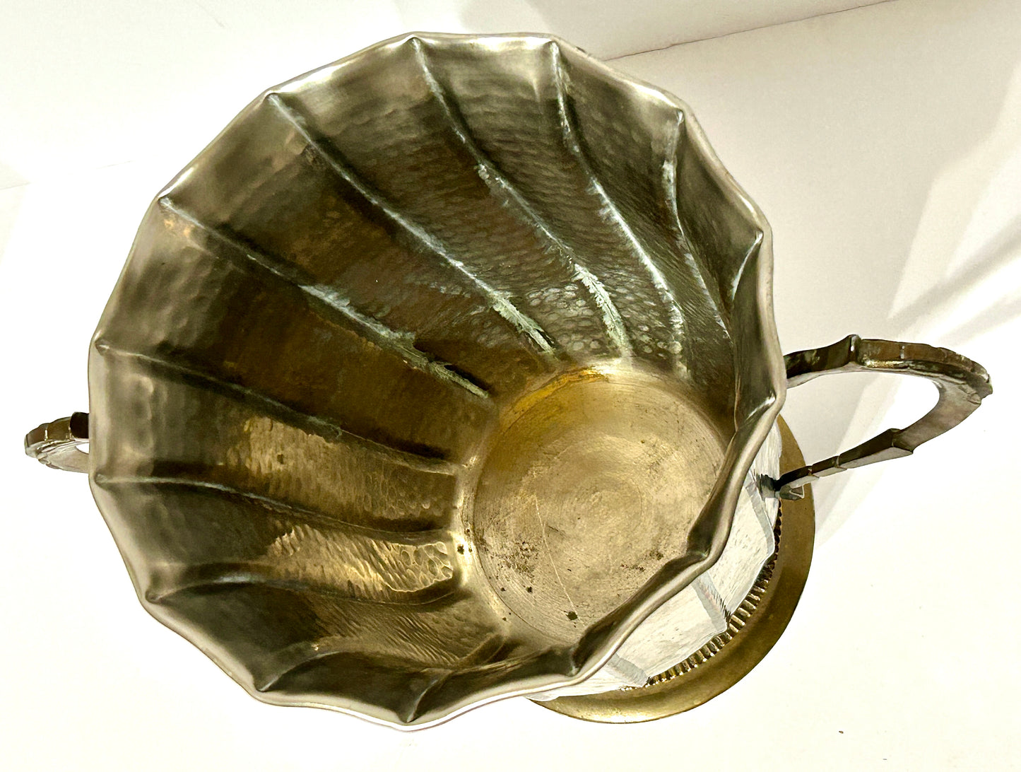 DECO STYLE BRASS AND HAMMERED METAL LARGE 1930'S VASE