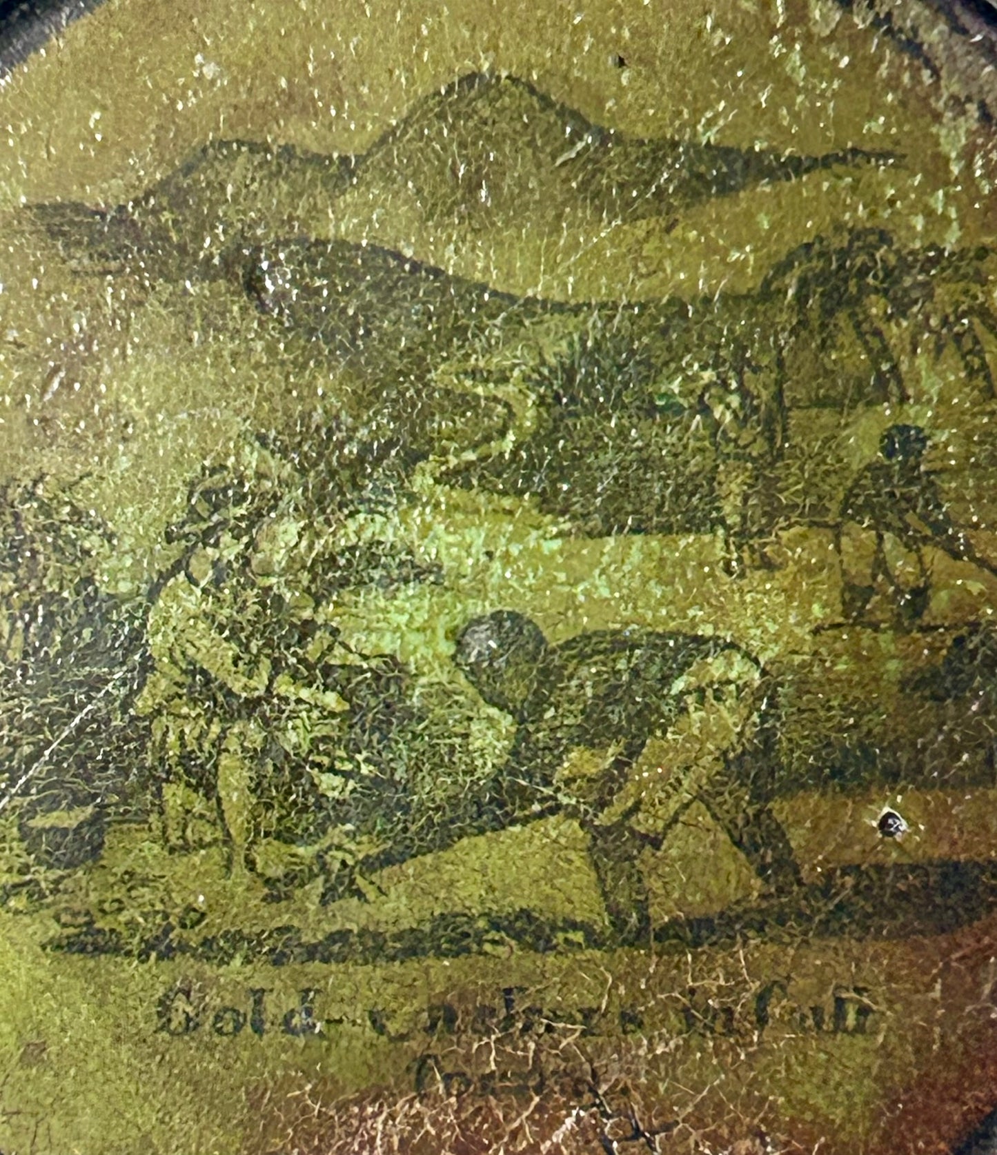 CALIFORNIA GOLD RUSH SCENE ANTIQUE SNUFF BOX