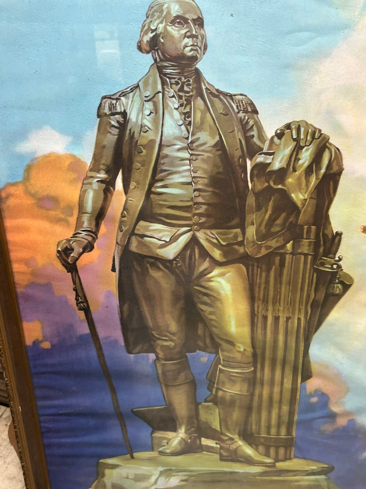 UNCLE SAM WITH GEORGE WASHINGTON EARLY 1900'S LARGE PRINT
