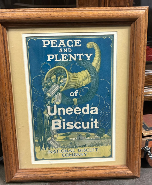 UNEEDA BISCUIT PEACE AND PLENTY ANTIQUE ADVERTISING SIGN
