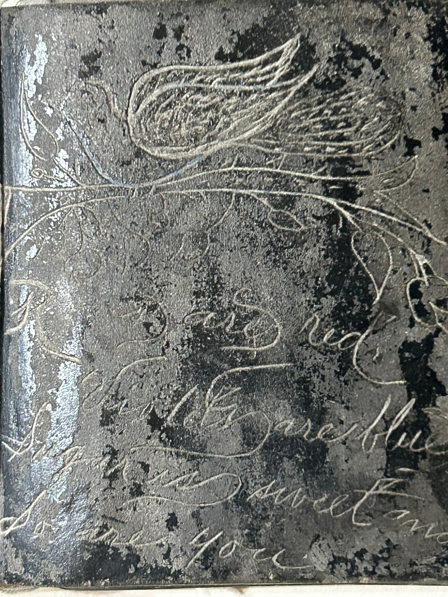 ANTIQUE CARVED BOOK SHAPE STONE CARVING WITH INSCRIPTIONS