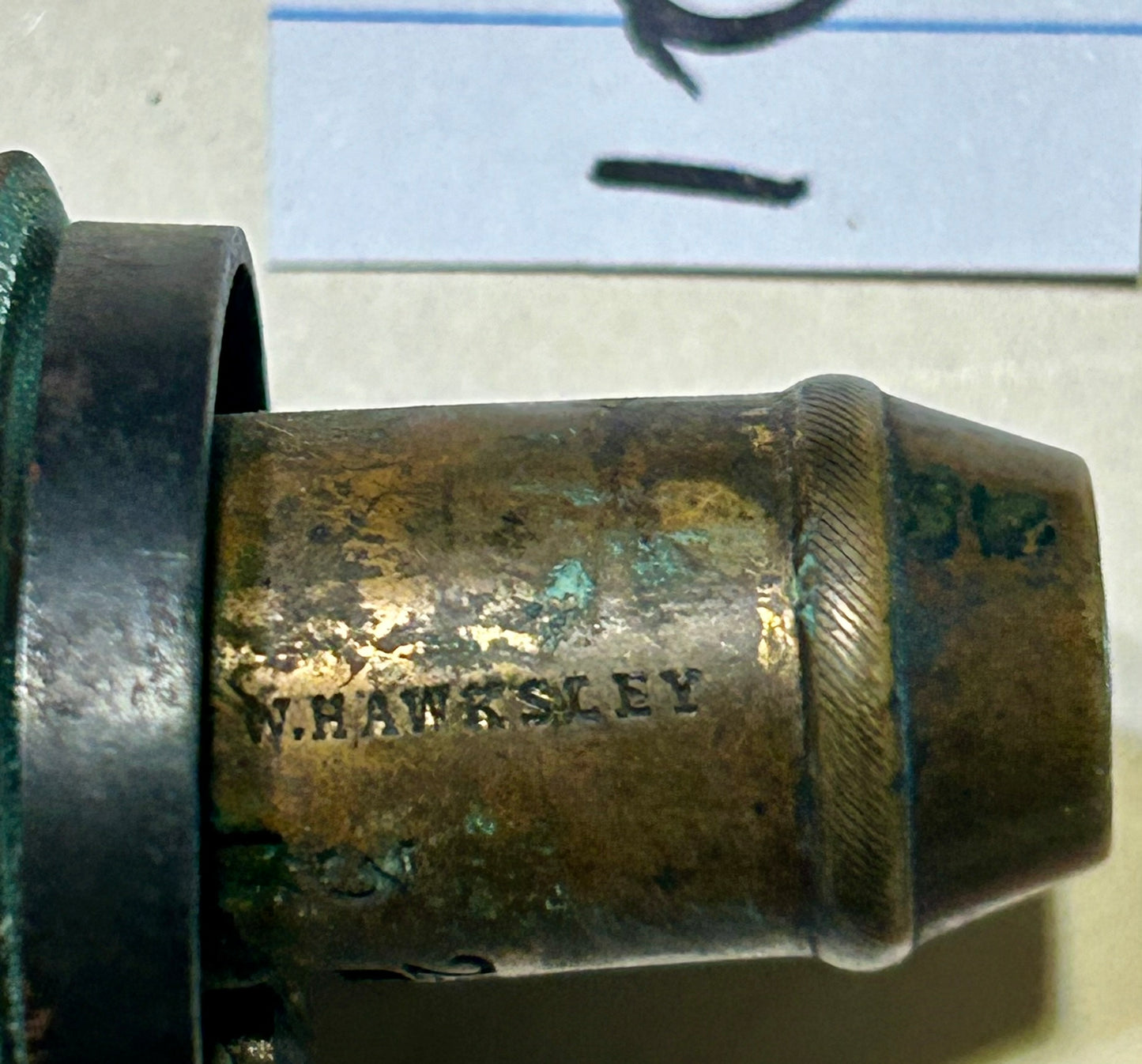 ANTIQUE HAWKSLEY BASKET WEAVE POWDER FLASK