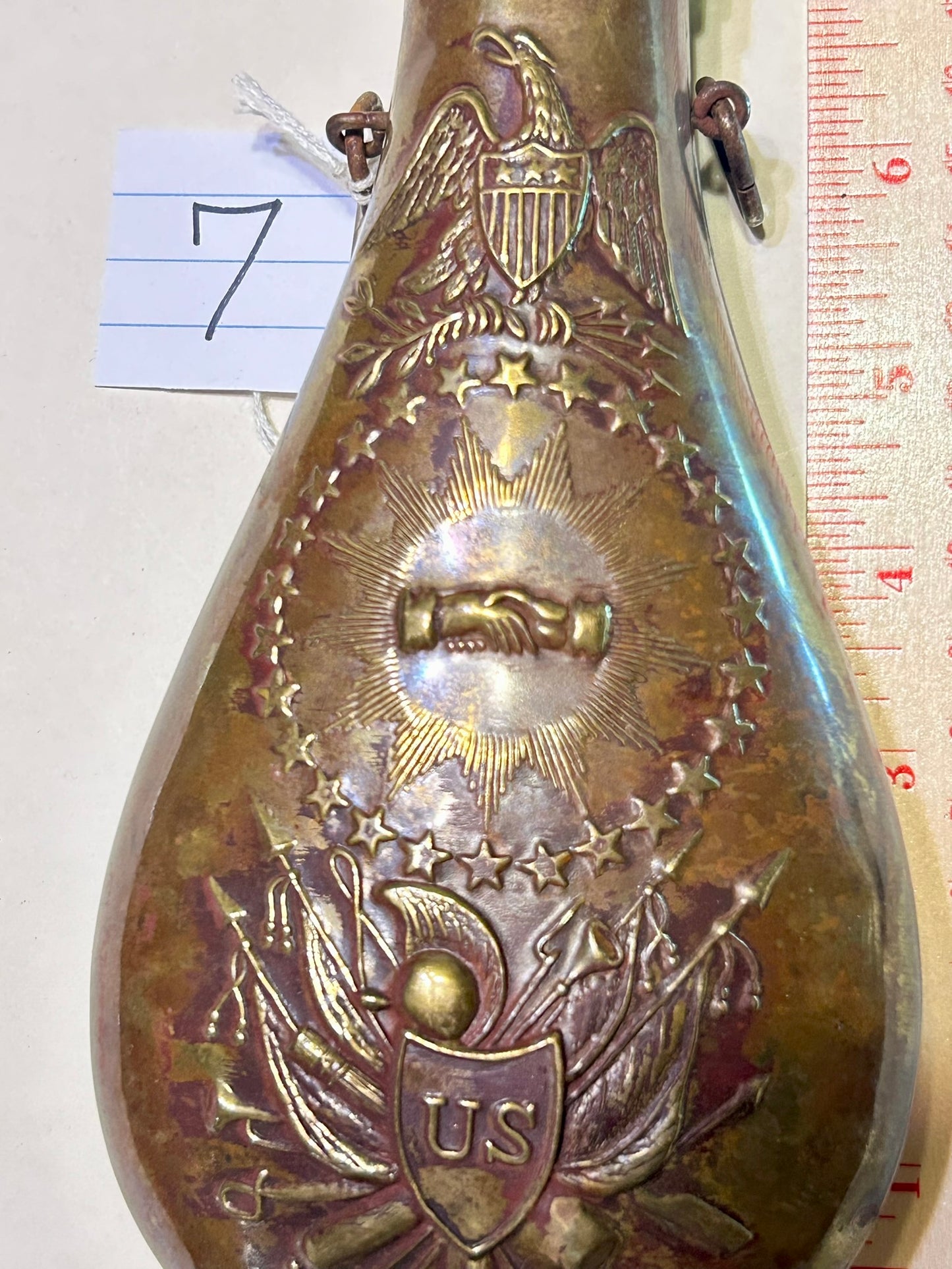 ANTIQUE PEACE POWDER FLASK