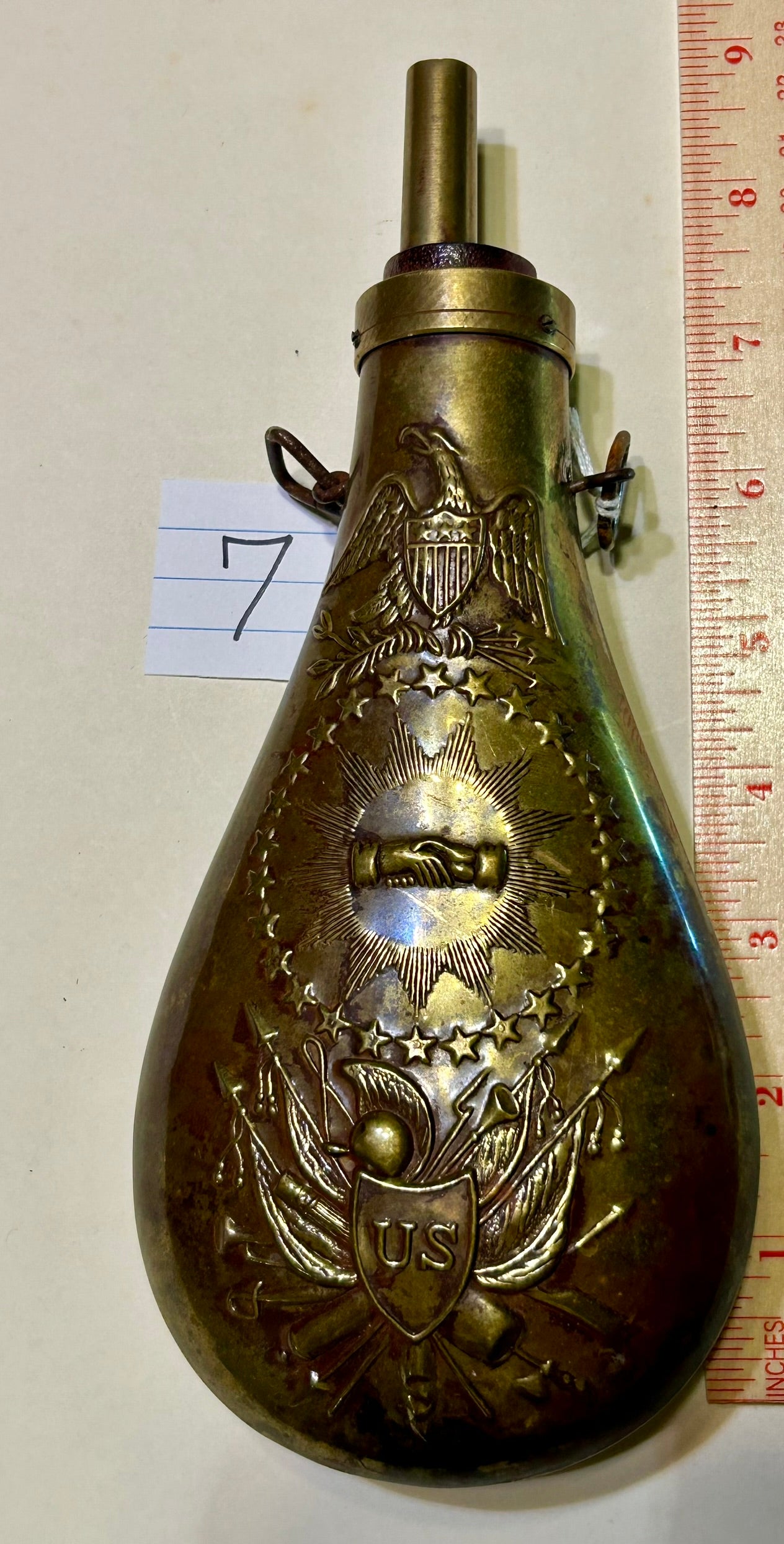 ANTIQUE PEACE POWDER FLASK