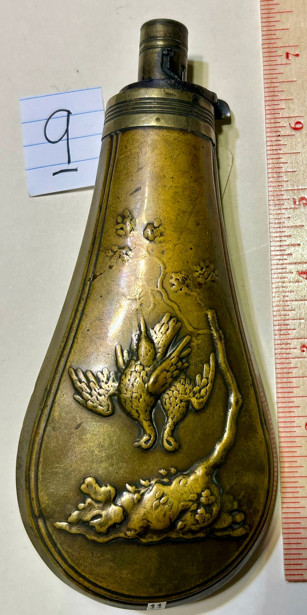 ANTIQUE DEAD GAME POWDER FLASK