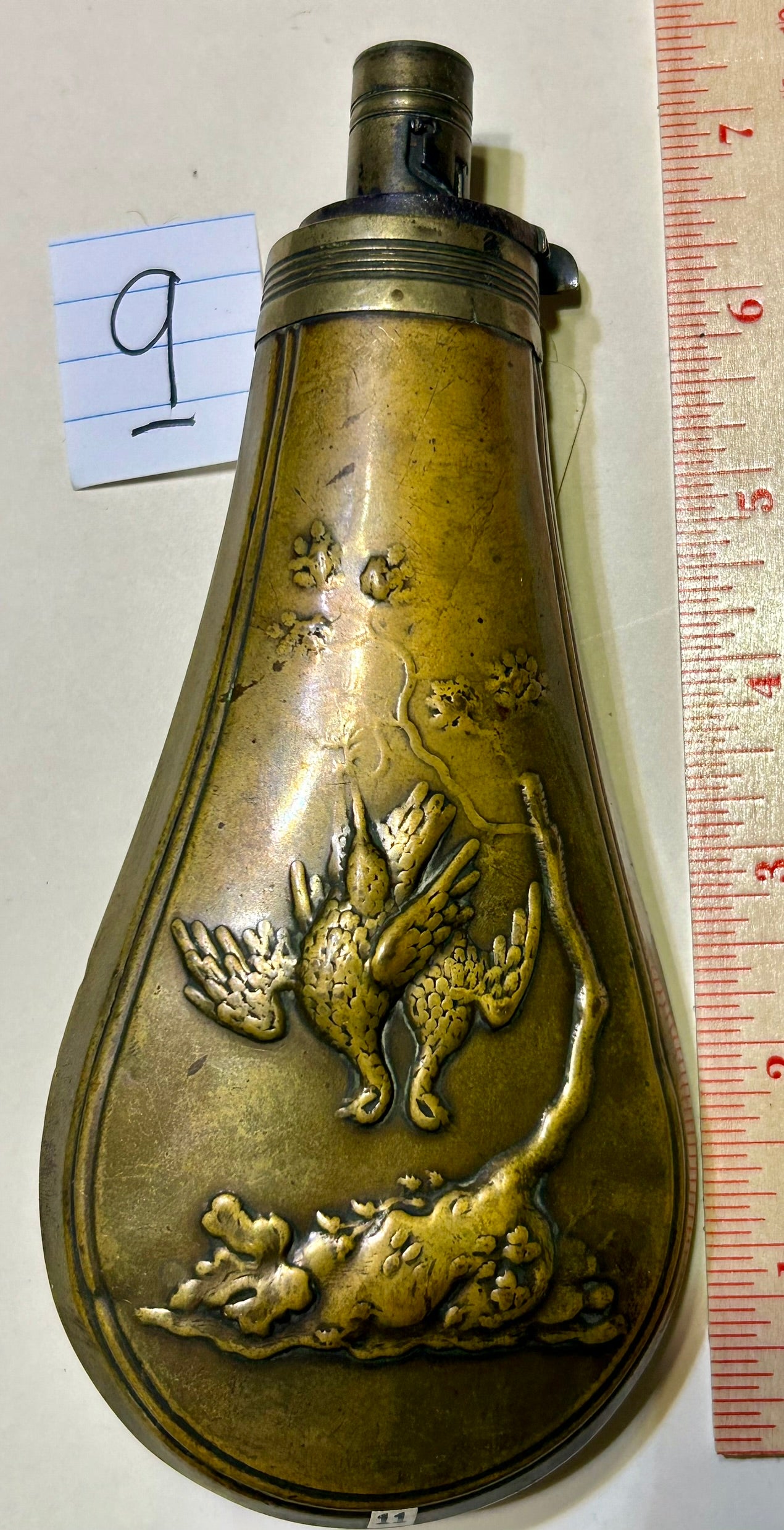 ANTIQUE DEAD GAME POWDER FLASK