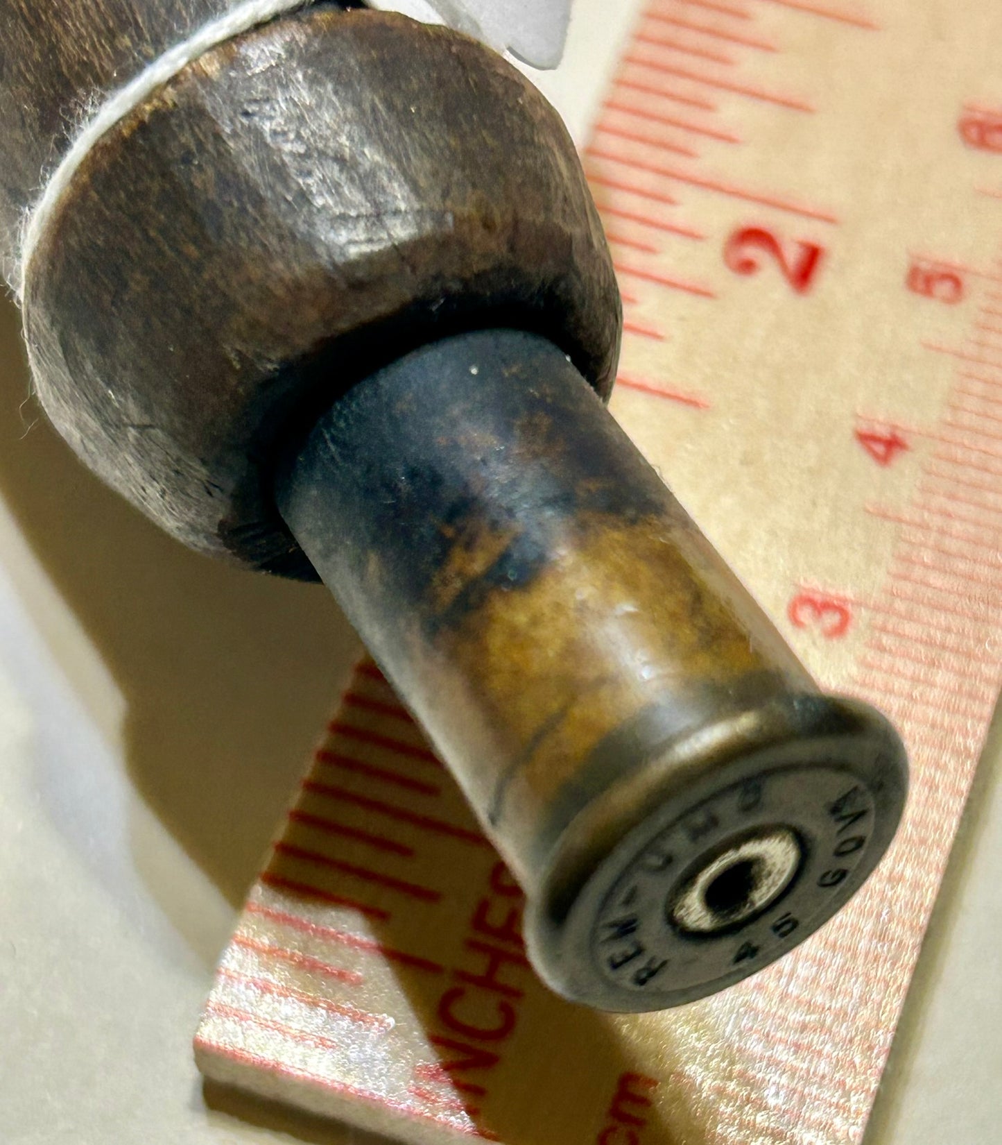 ANTIQUE POWER HORN WITH TACKS