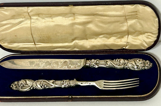 STERLING SILVER ANTIQUE FISH SET